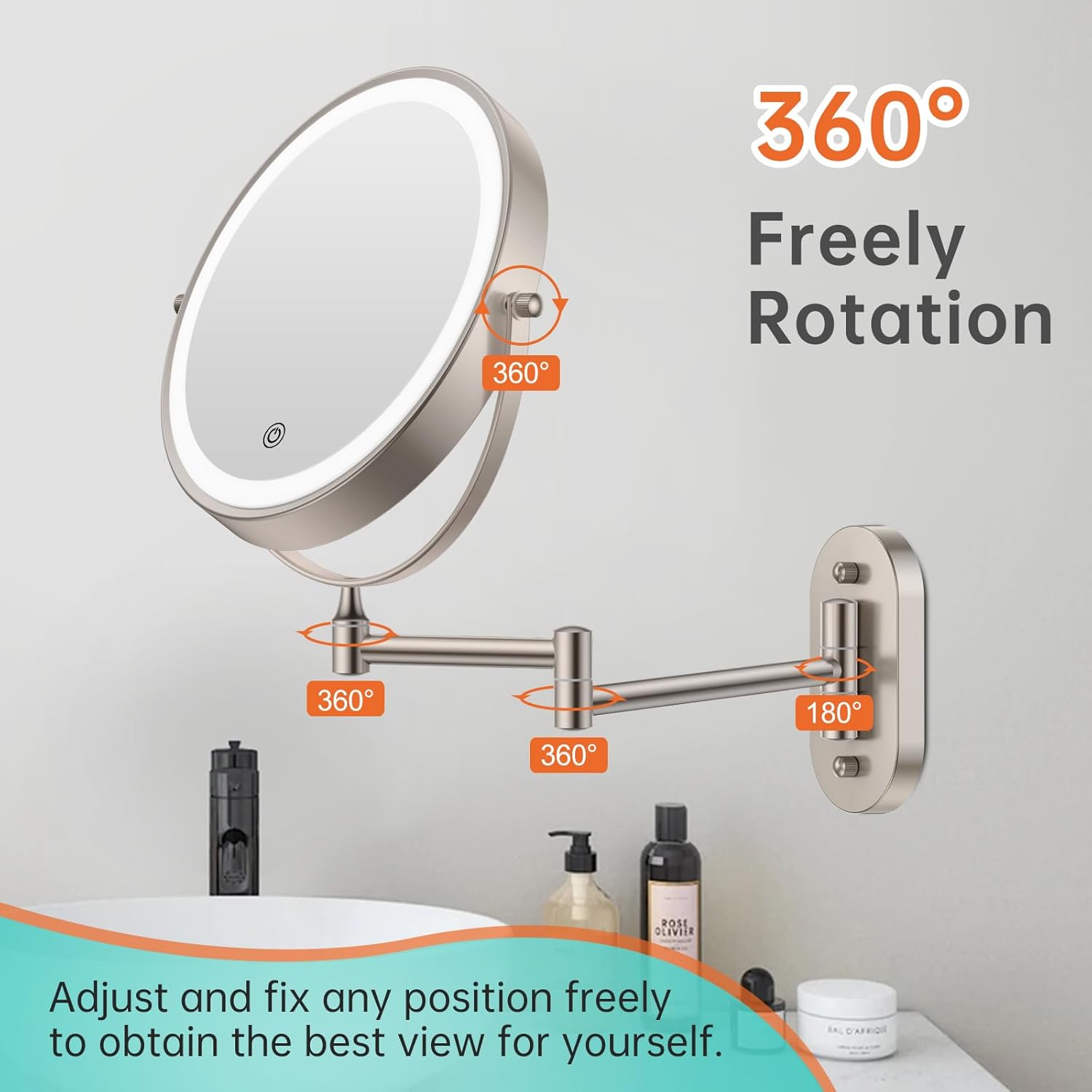 Wall-Mounted Compact Rechargeable Makeup Mirror