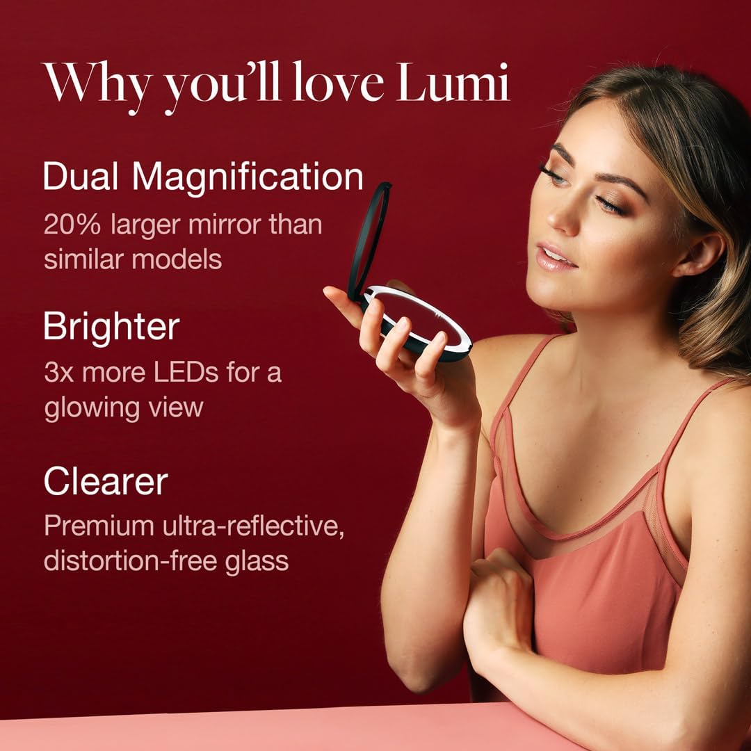 Fancii LED Lighted Travel Makeup Mirror with 1x10x Magnification Rose Gold