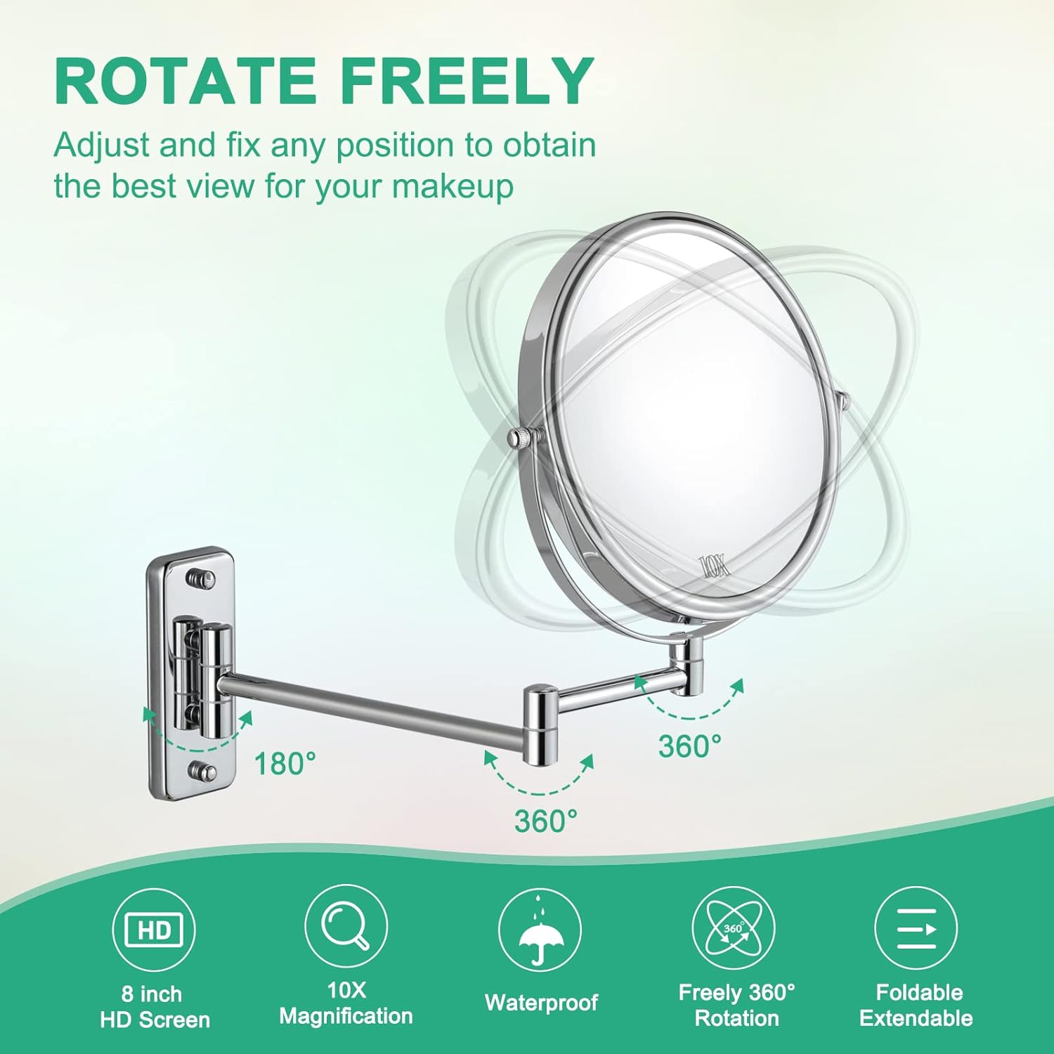 Easy to Use 8-Inch Vanity Magnifier