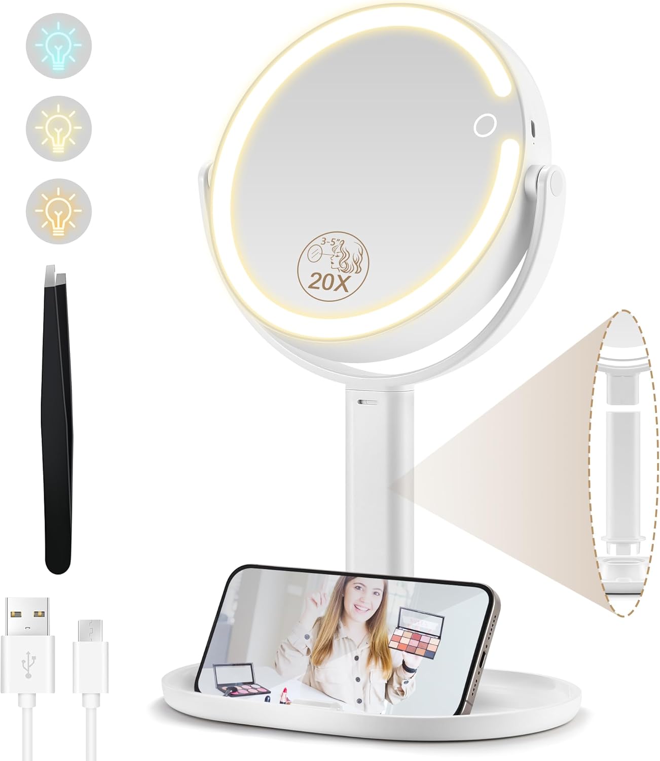 Makeup Mirror with Lights by MOMOKUBA