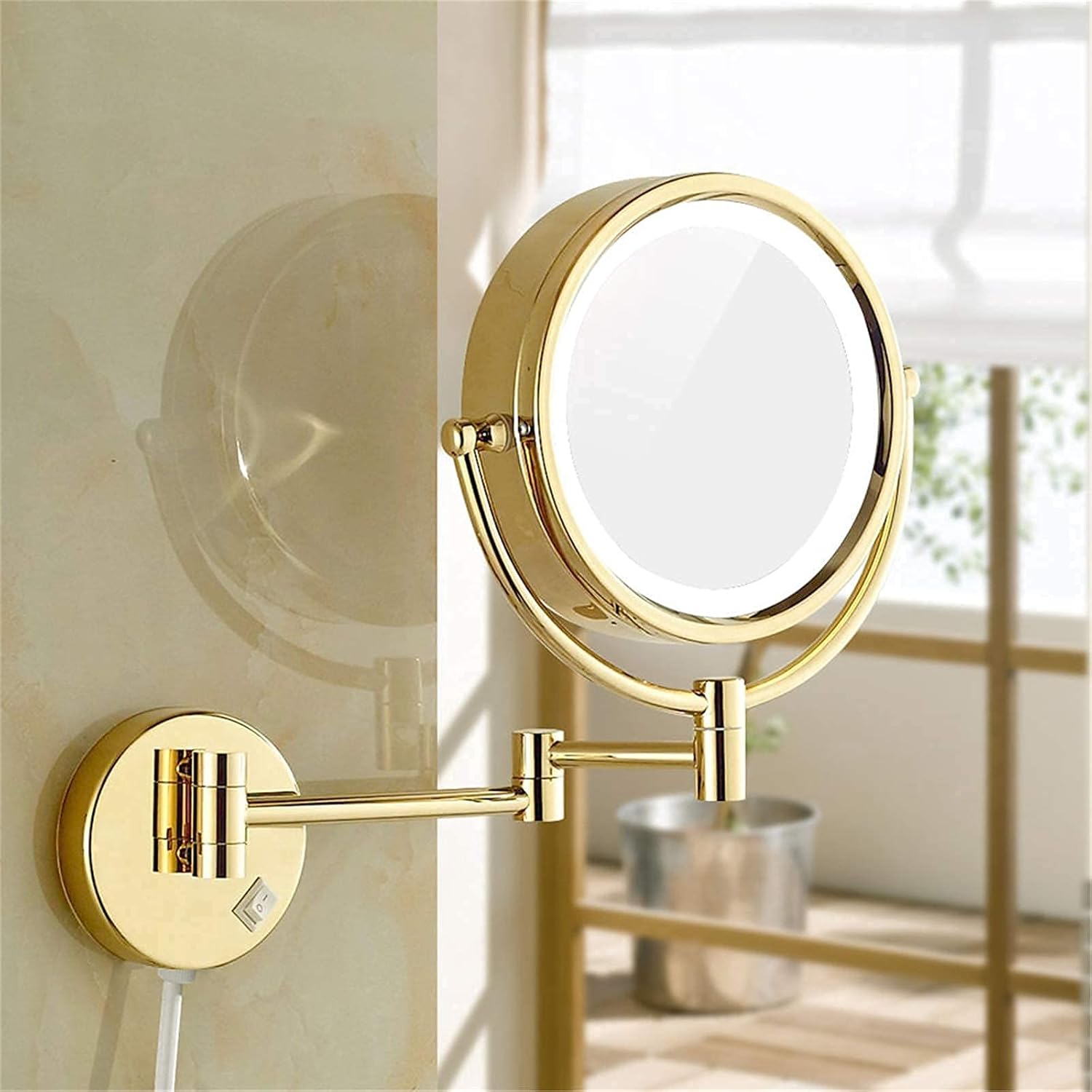DEIHGE Gold Wall-Mounted Makeup Mirror