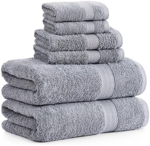 Premium 6-Piece Grey Bath Towels Set for Luxury Bathroom Experience
