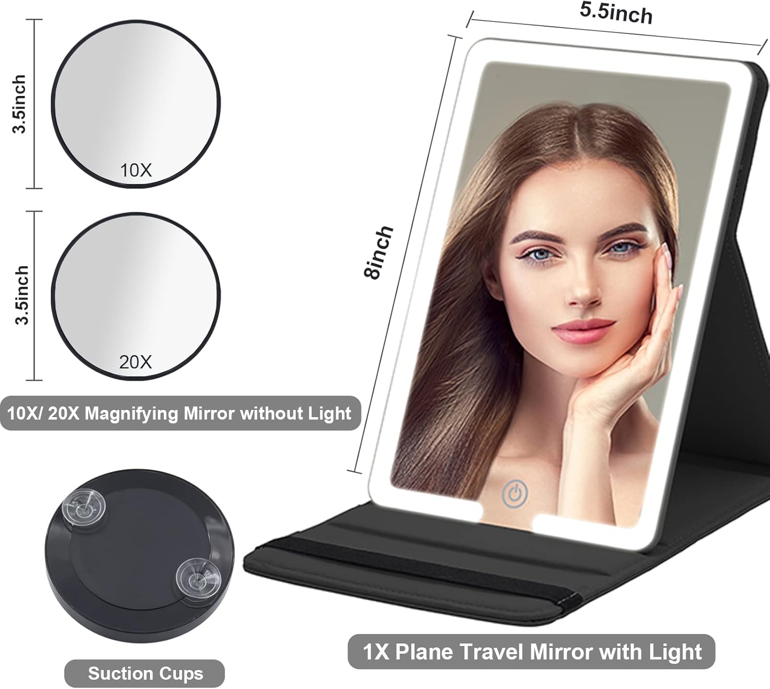RRtide Compact 10X 20X Magnifying Mirror for Travel