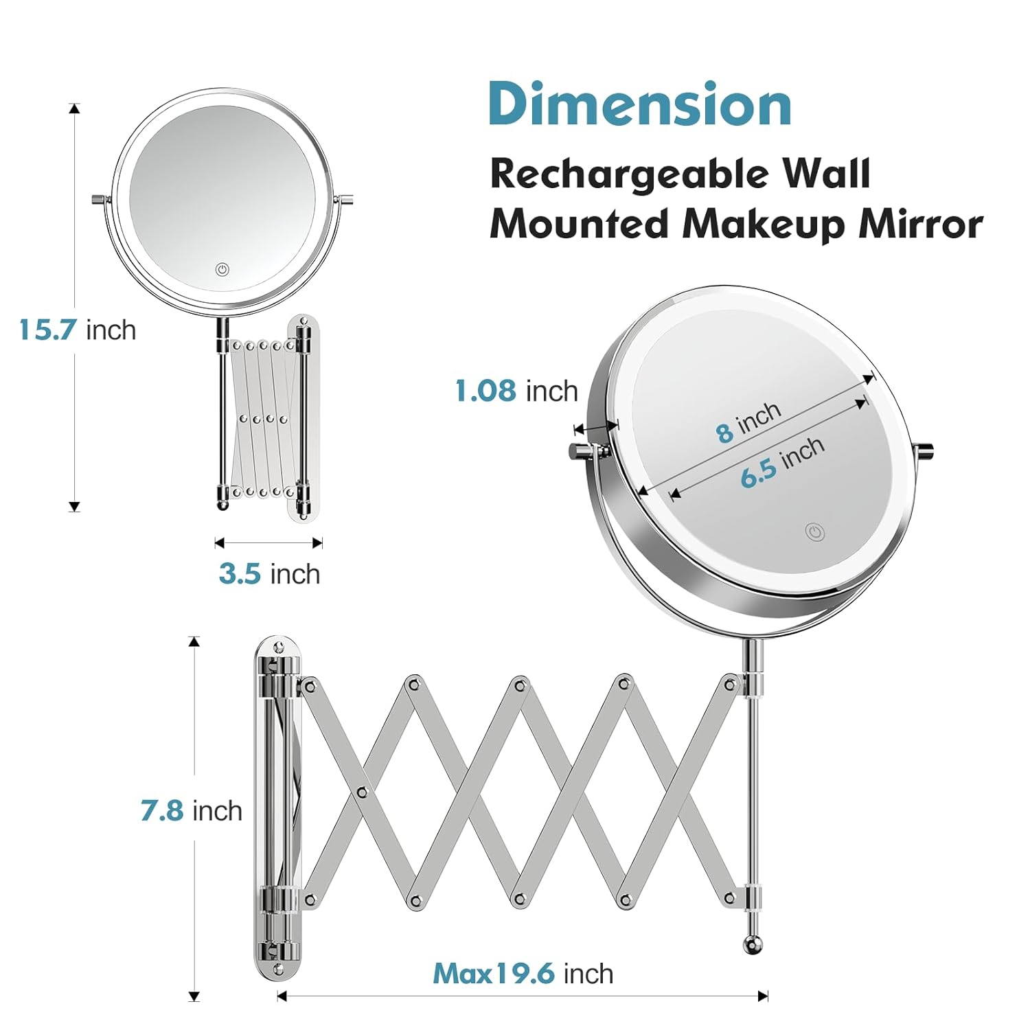 Vibrant 8-10X Wall-Mounted Makeup Mirror