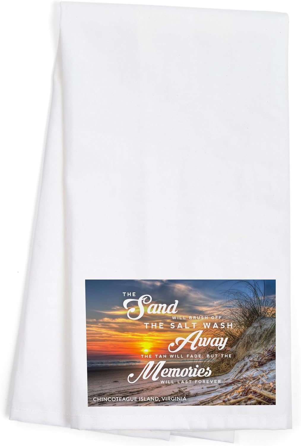 Lantern Press Beach Essentials Sunset at Chincoteague 100 Cotton Tea Towel