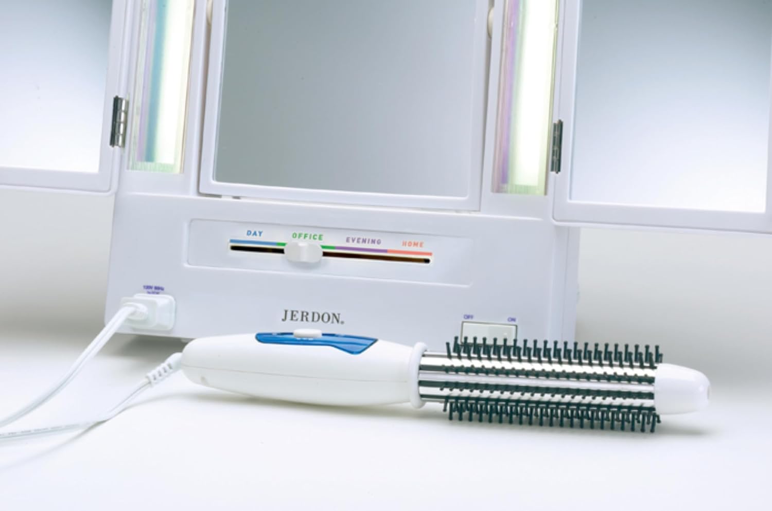 JERDON Compact Trifold Vanity Mirror 5X Magnification White