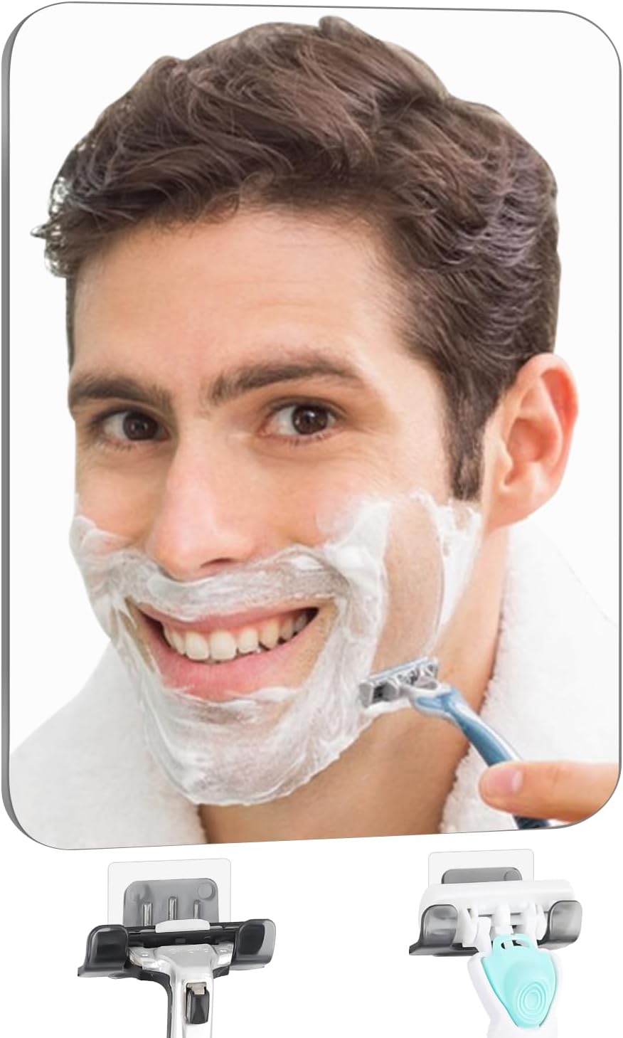 Fogless Shower Mirror with Razor Holder for Easy Shaving Safety