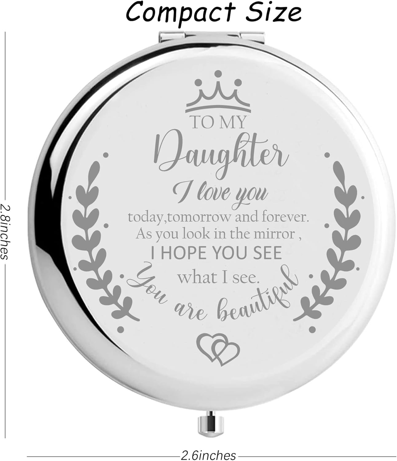 Soulpetals Daughter Compact Mirror Engraved Makeup Mirror for Daughter Perfect for Momsgift