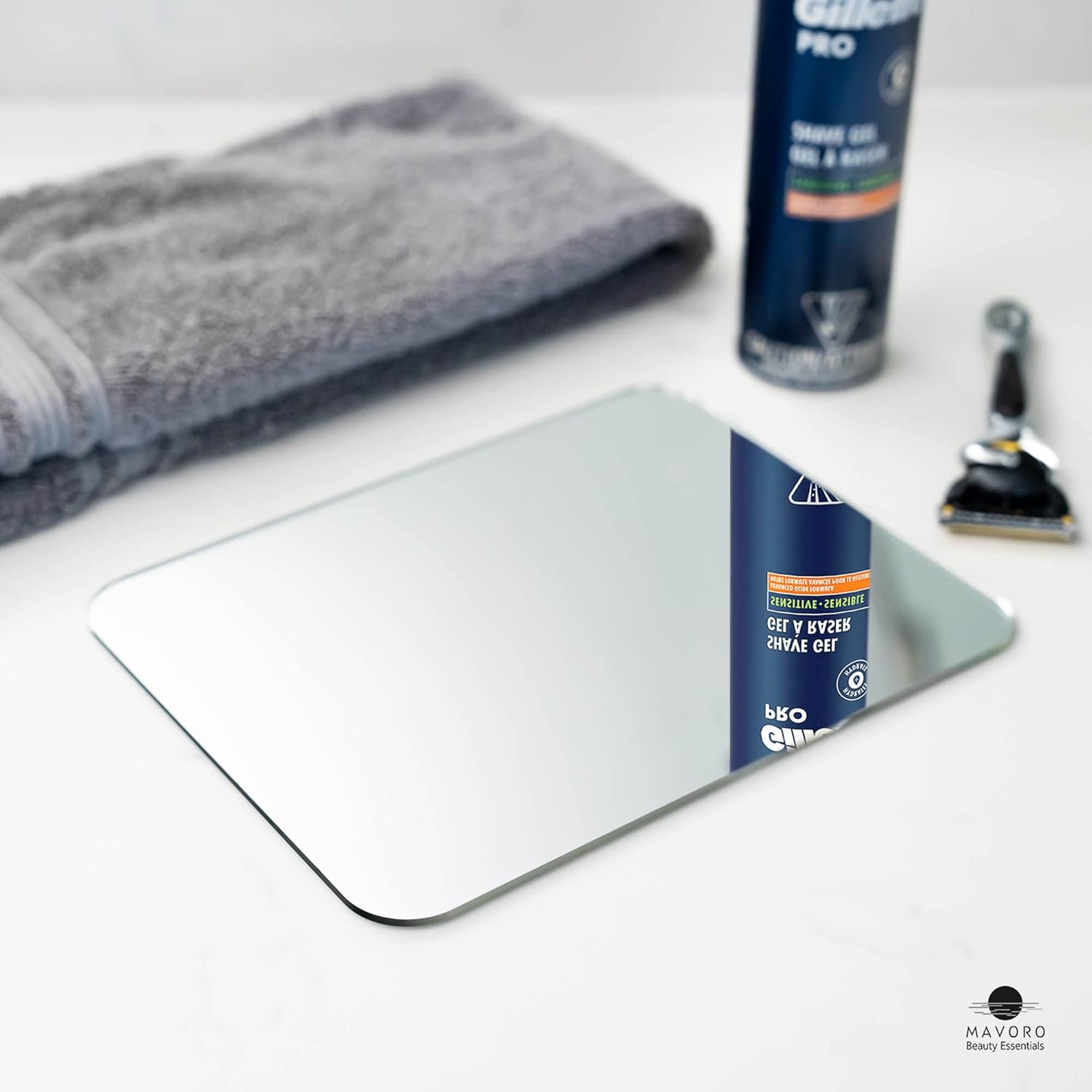 Mavoro Shaving Mirror for Shower - 7x9in Frameless Adhesive Mirror