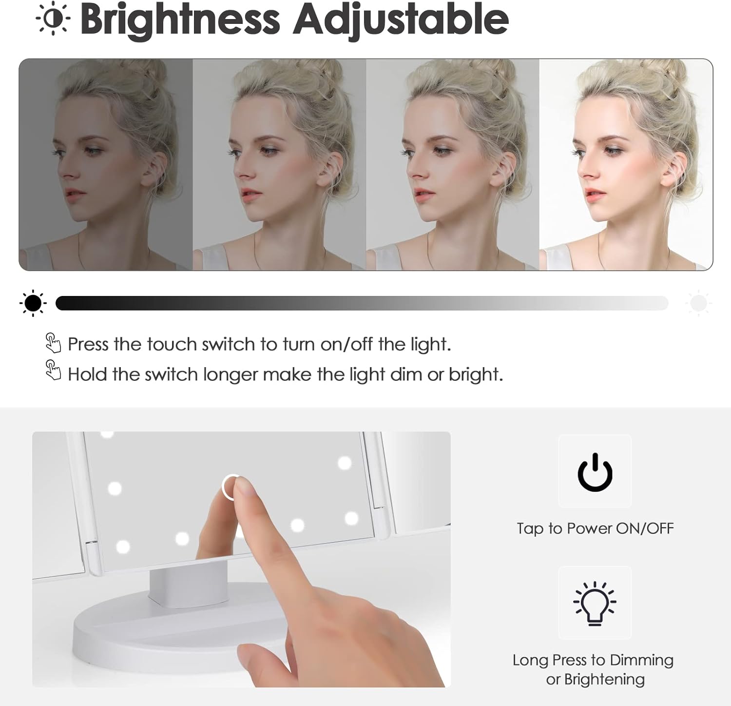 Luxury Makeup Vanity with 10X Magnification Touch Controls