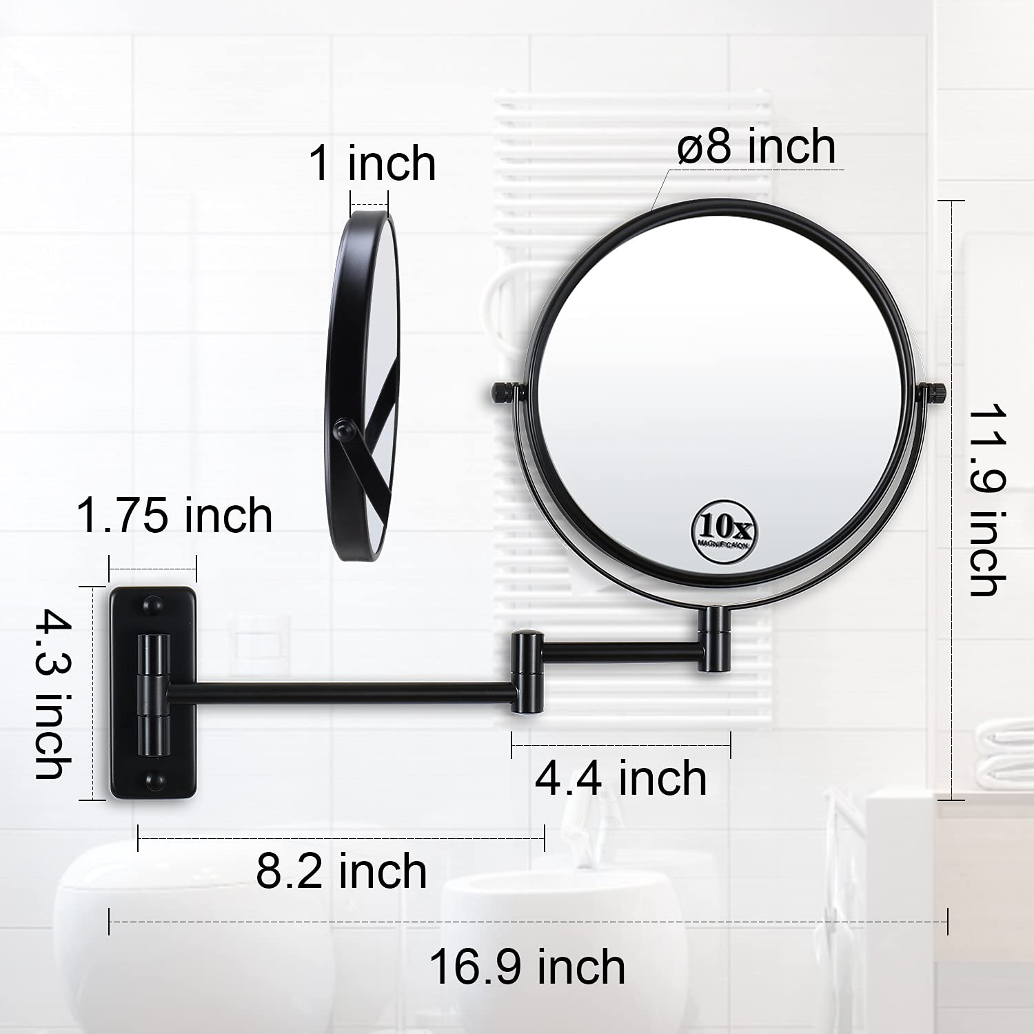 LANSI Wall-Mounted Makeup Mirror 10X Magnifier