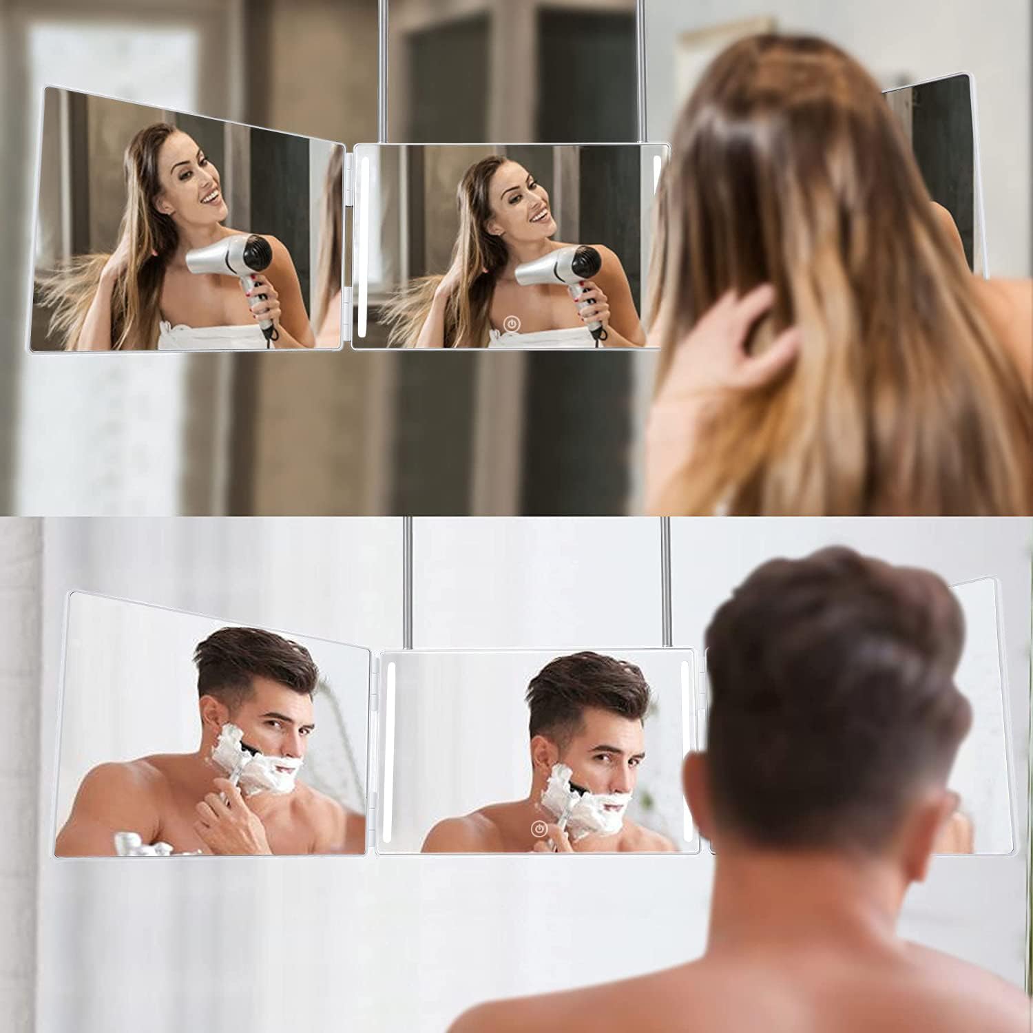 AAA Vanity Mirror with LED 360 Trifold Height Adjustable 5X Magnification