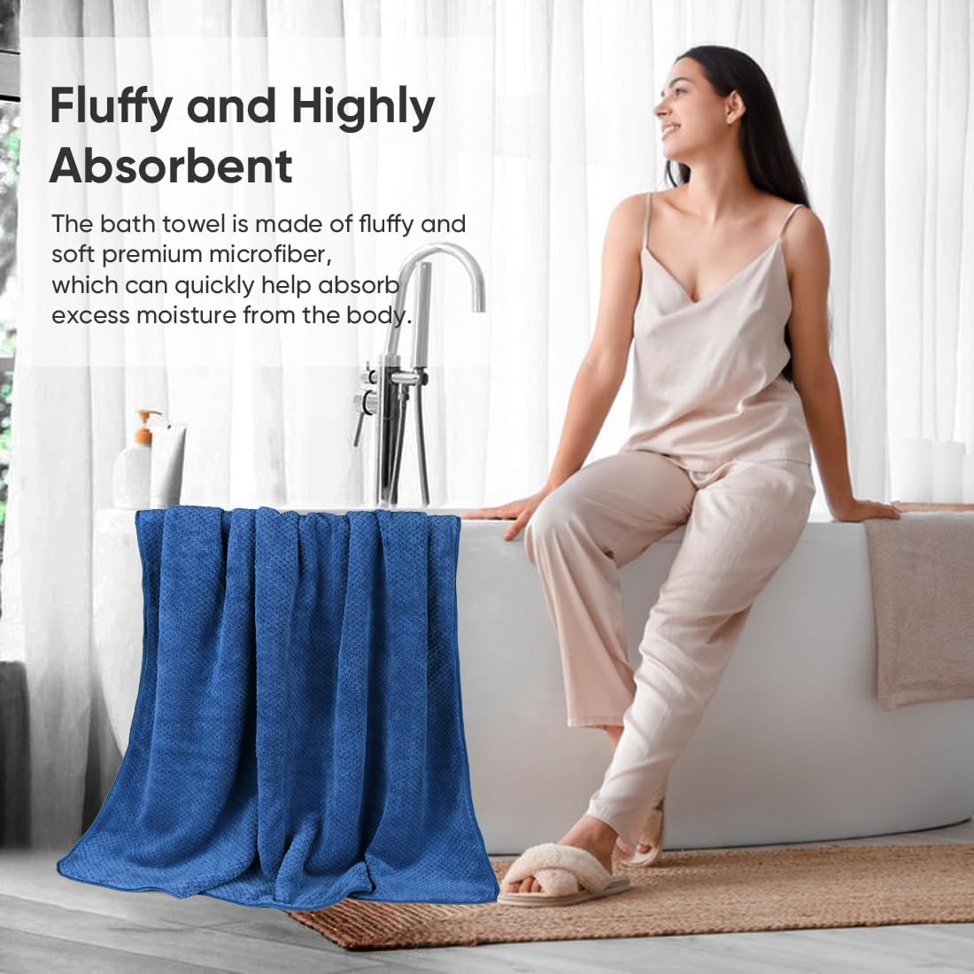 HOMEXCEL 4-Piece Bath Towels Luxurious Microfiber Set