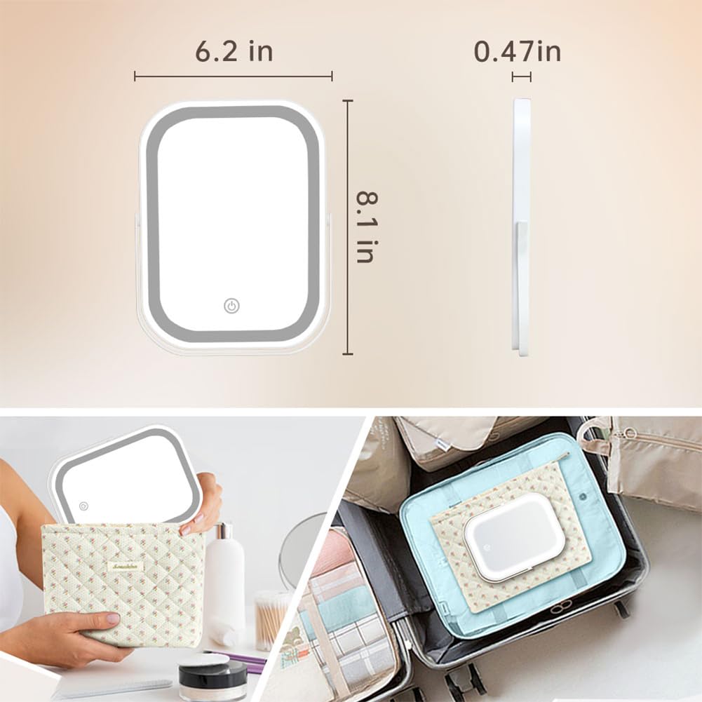 Travel Makeup Mirror with Lights Compact Beauty Vanity for Women