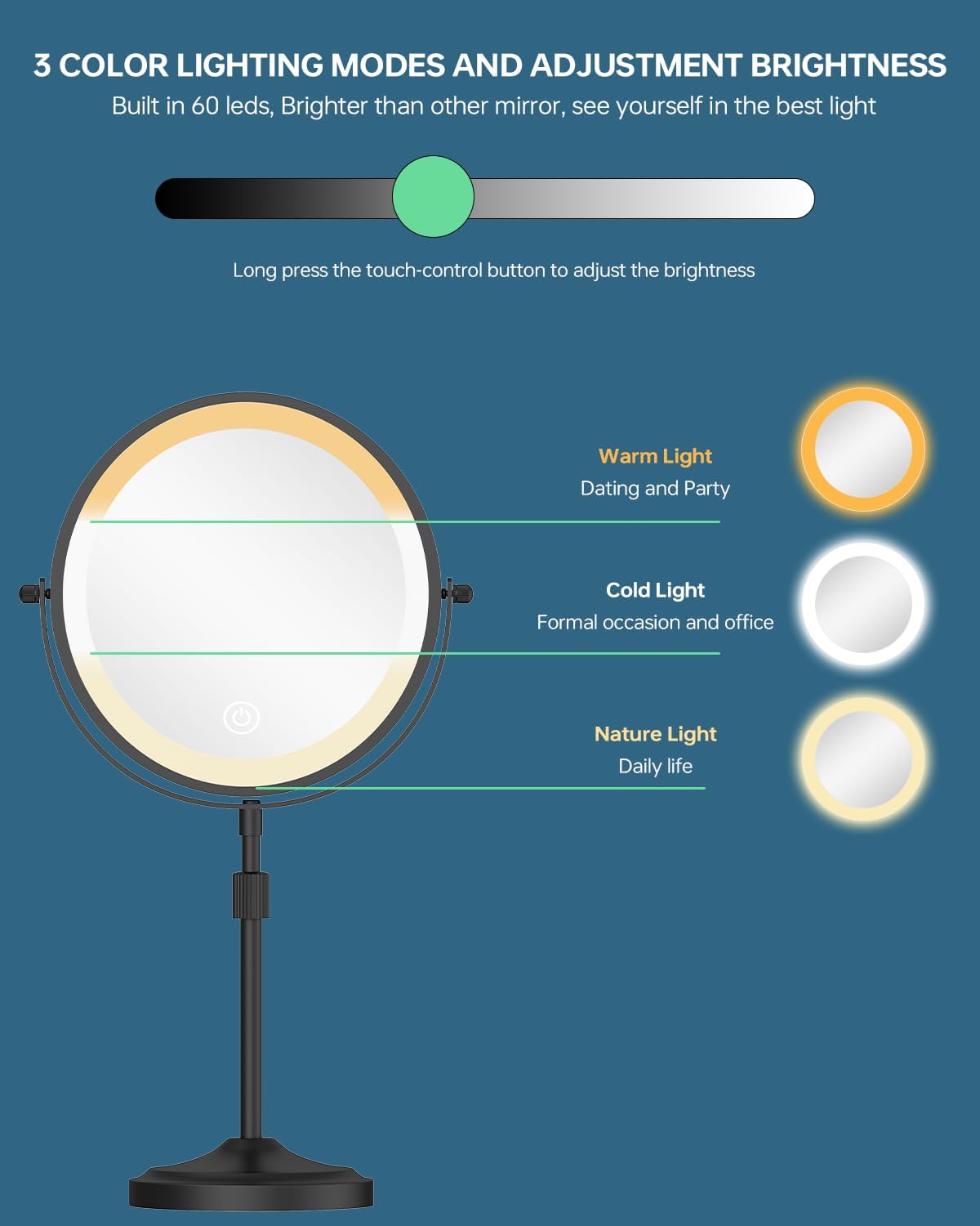 9 Lighted Makeup Mirror with 1X 10X Magnifying Vanity Mirror