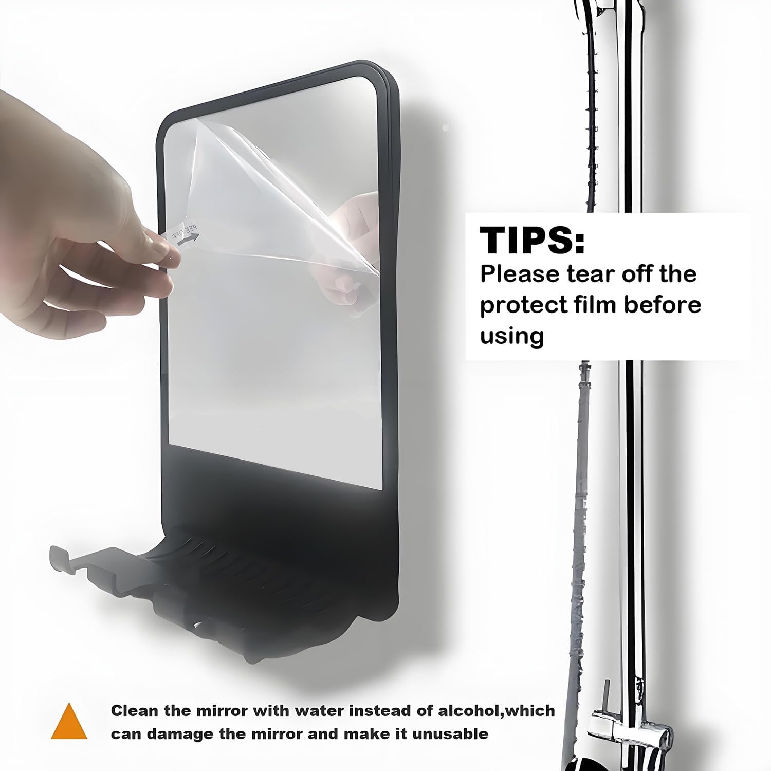 Fogless Shower Mirror with Storage