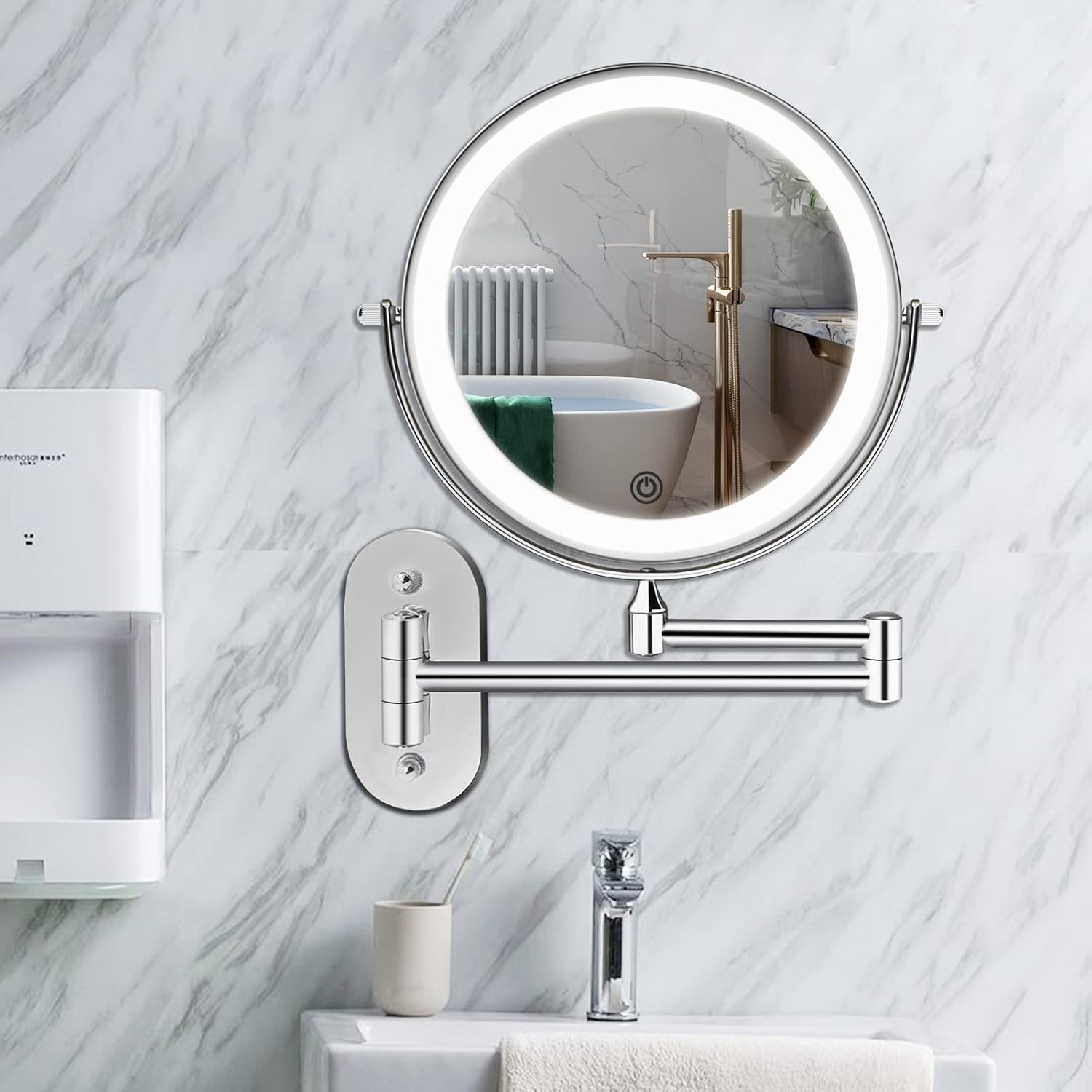 Rechargeable Wall-Mounted Bathroom Mirror with 1X10X