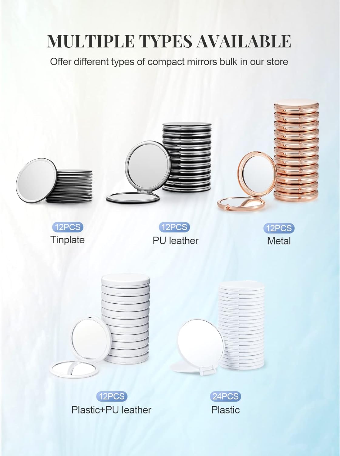 Getinbulk Compact Round Makeup Mirror 25inch 8Colors