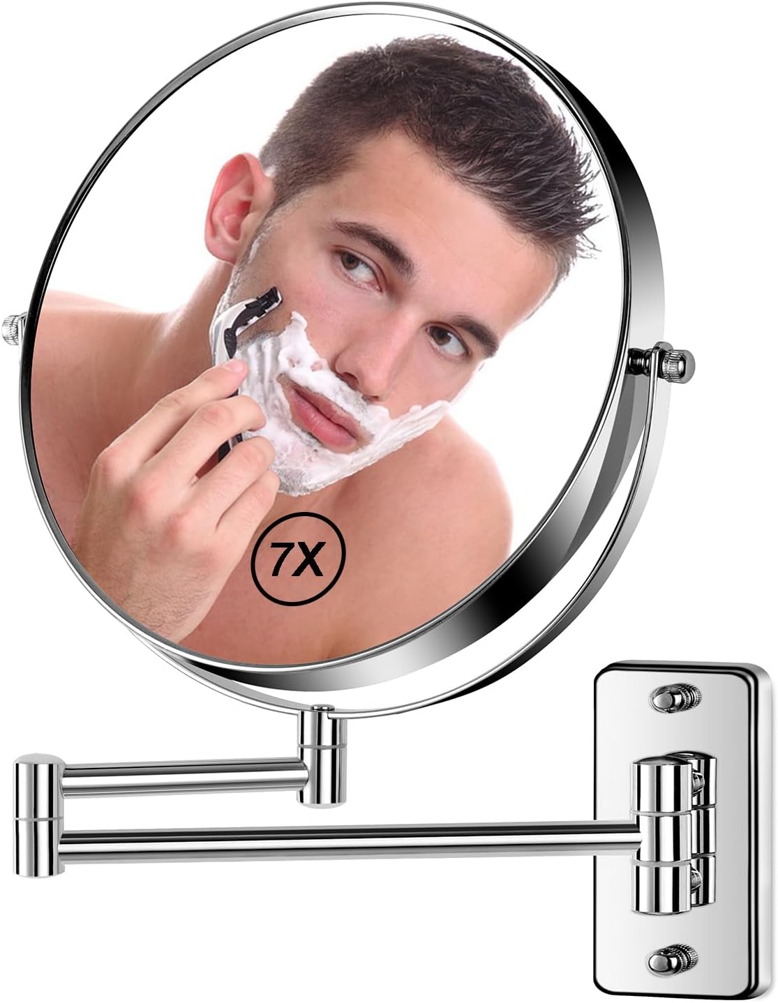 8 Wall Mounted Magnifying Mirror for MakeUp Grooming in Chrom