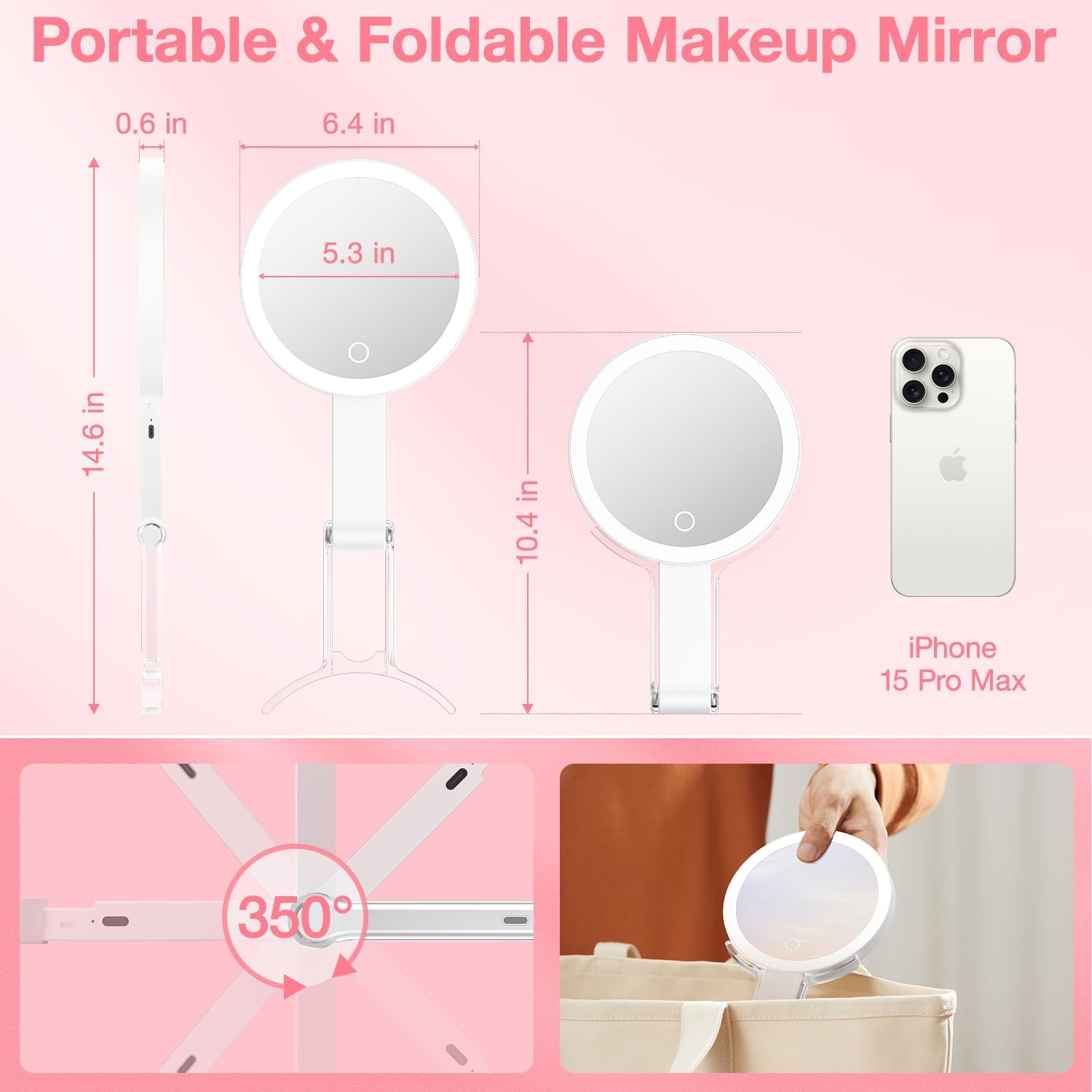 Benbilry 10X Magnifying Makeup Mirror with 3-in-1 Features