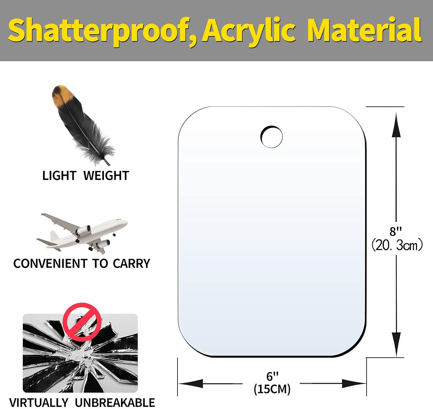 Durable ShatterPROTECT Shaver Mirror for Travellemen