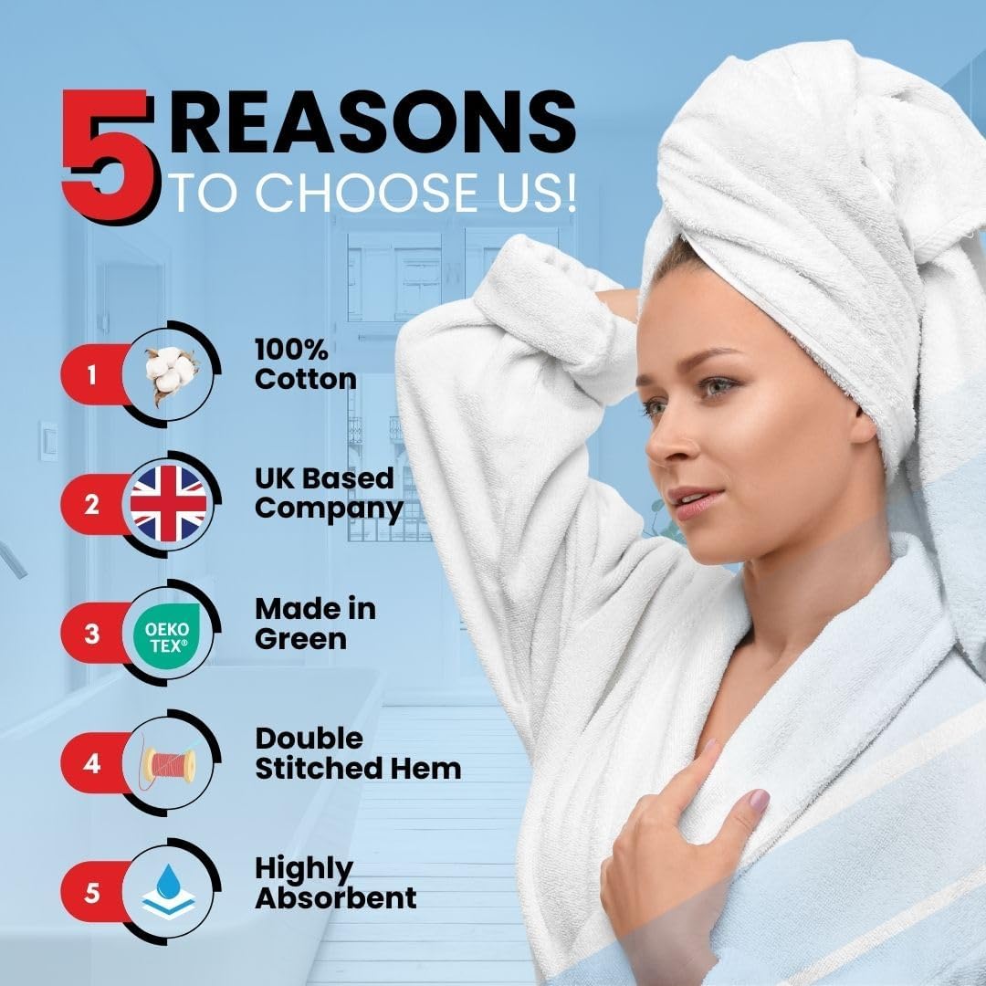 Luxury Soft 100 Ring-Spn Cotton Bath Towels Set