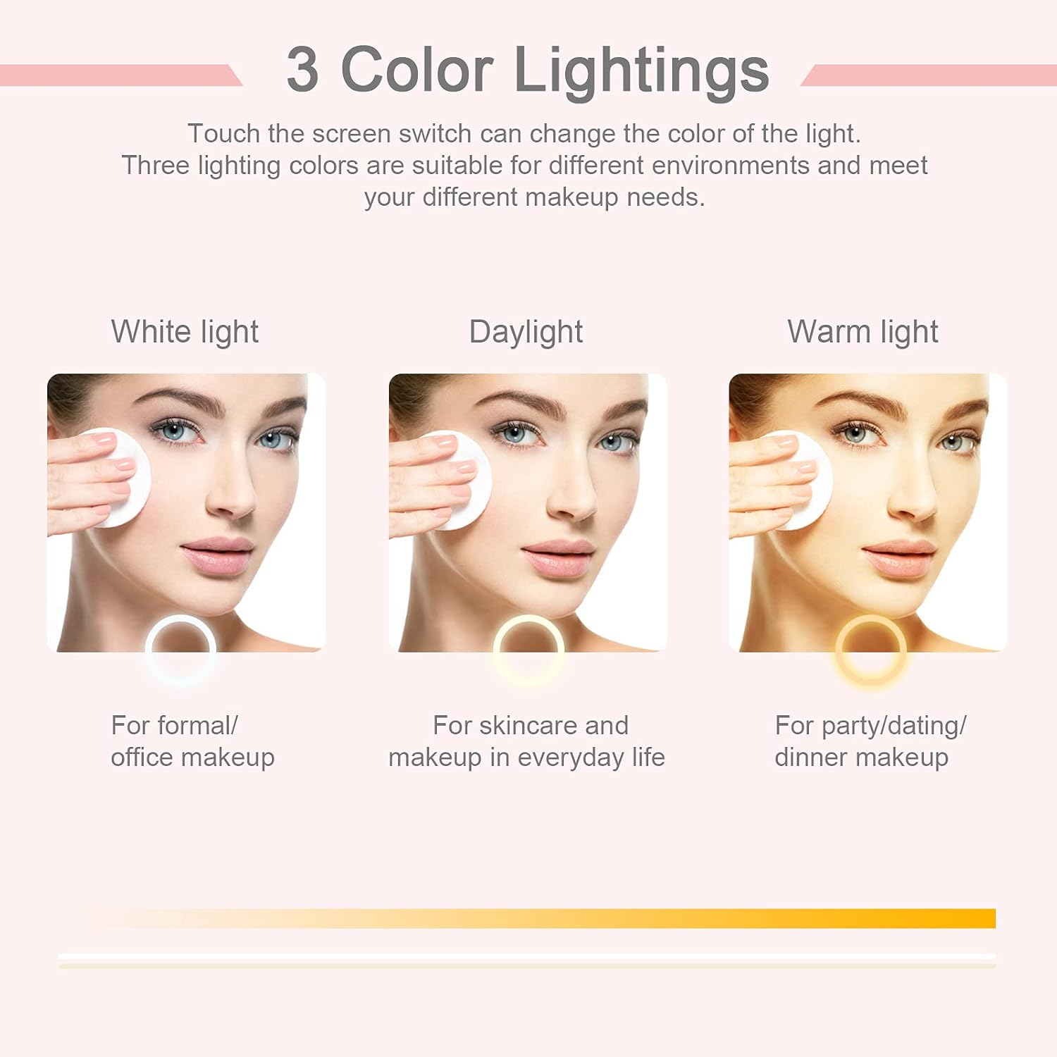 Compact LED Makeup Mirror with Touch Screen