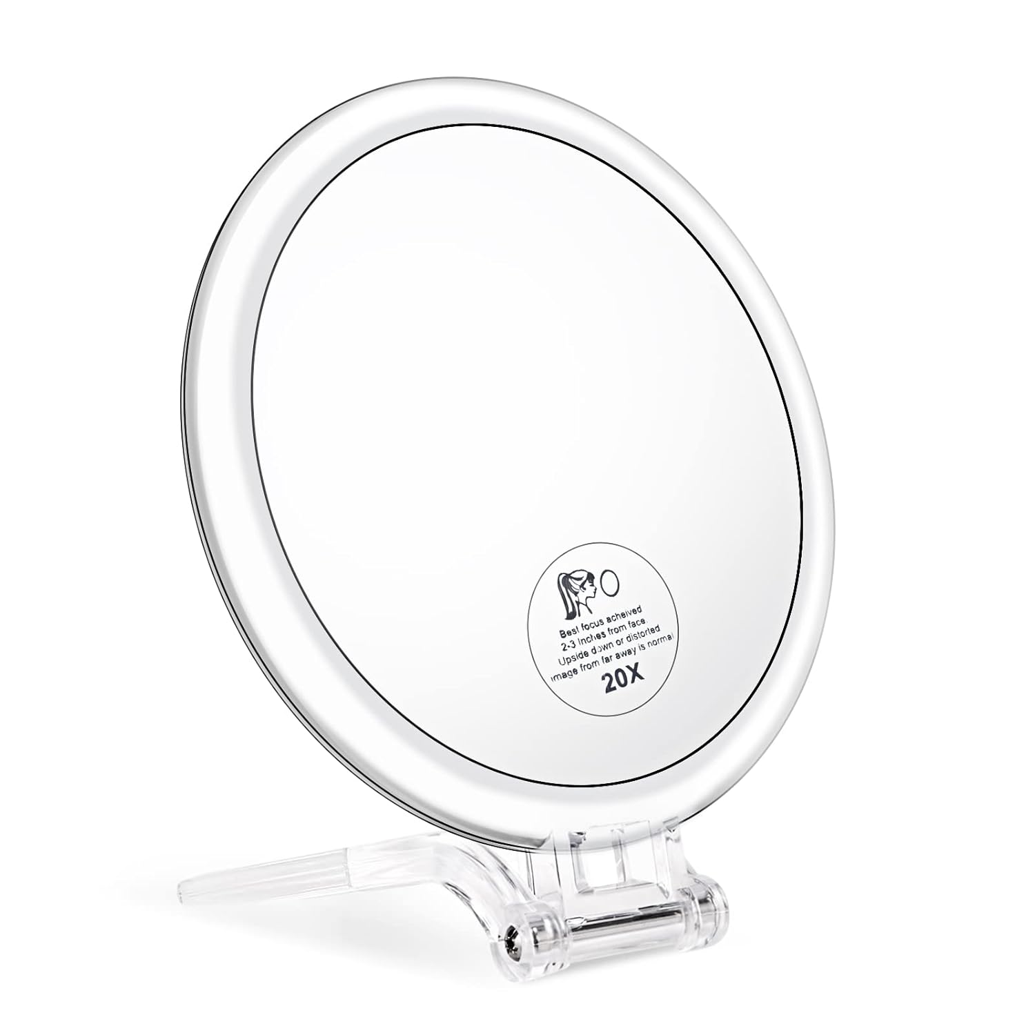 20x Magnifying Handheld Mirror 6-inch Double-Sided Travel-Friendly