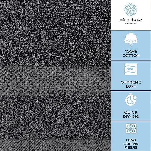 Luxury Hand Towels Egyptian Cotton 16x30 Set of 6 Dark Gray
