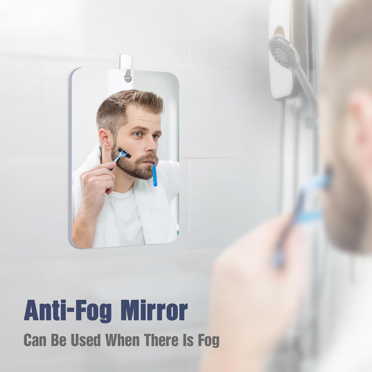 No Fog No Hassle Cobee Fogless Shower Mirror with Adhesive Hook