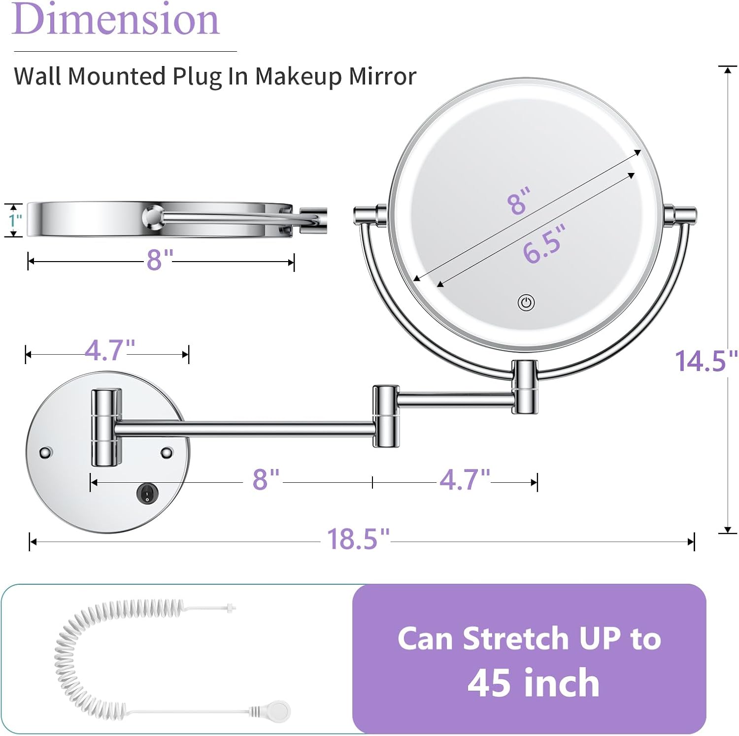 Wall-Mounted Double-Sided Makeup Mirror