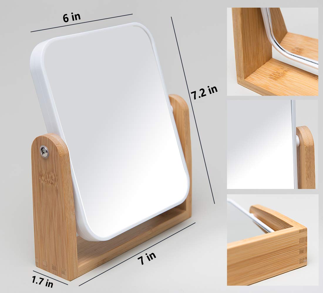 YEAKE Vanity Mirror with Bamboo Stand