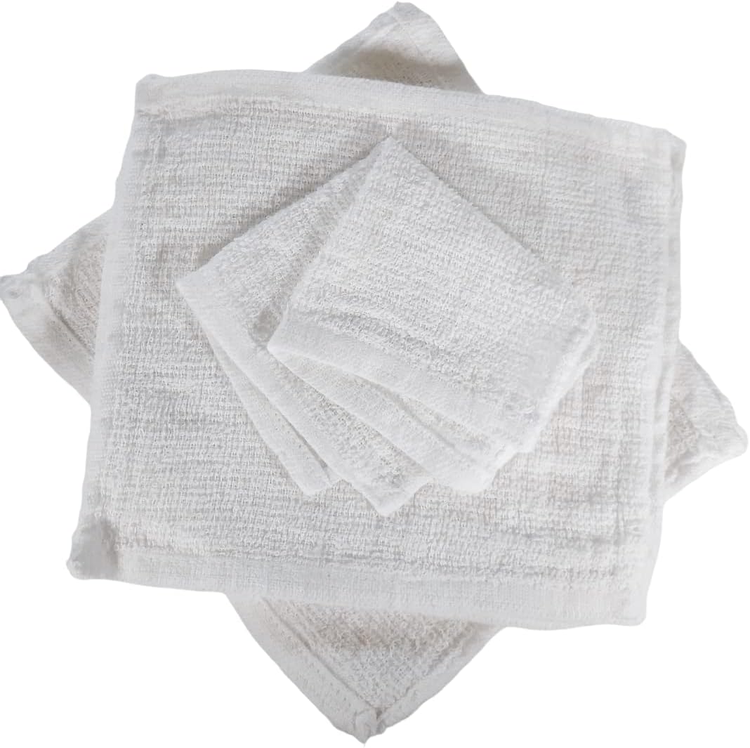 Economy 7x6 Washcloths - Soft Thin Reusable Terry Cloth Set