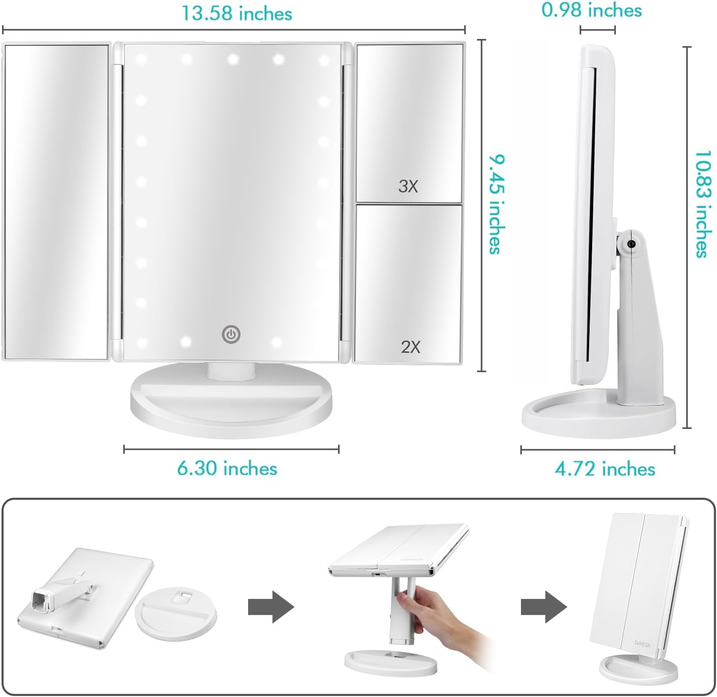 Deweisn Touch Screen Vanity Mirror