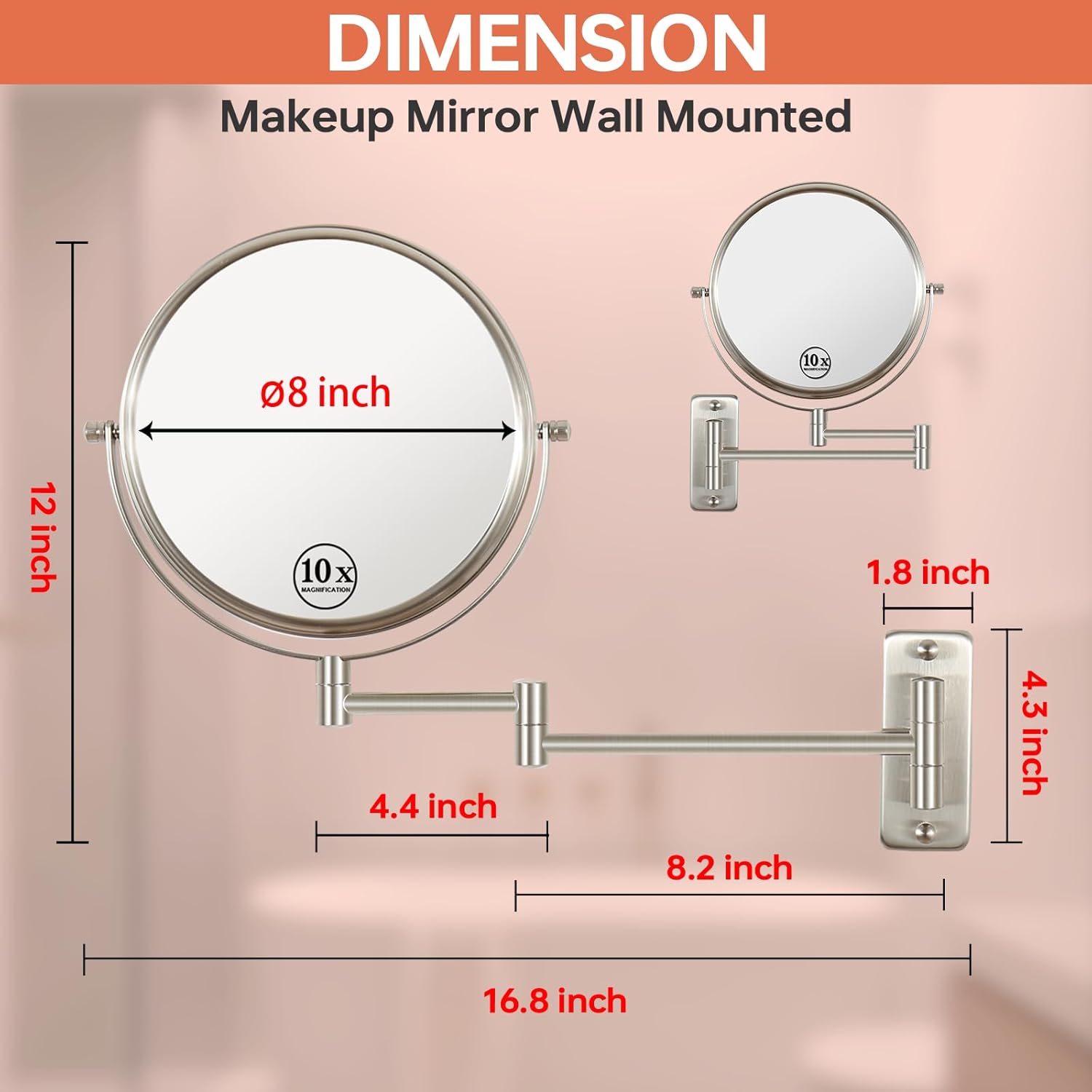 Erlingeryi 8 Wall-Mounted Makeup Mirror