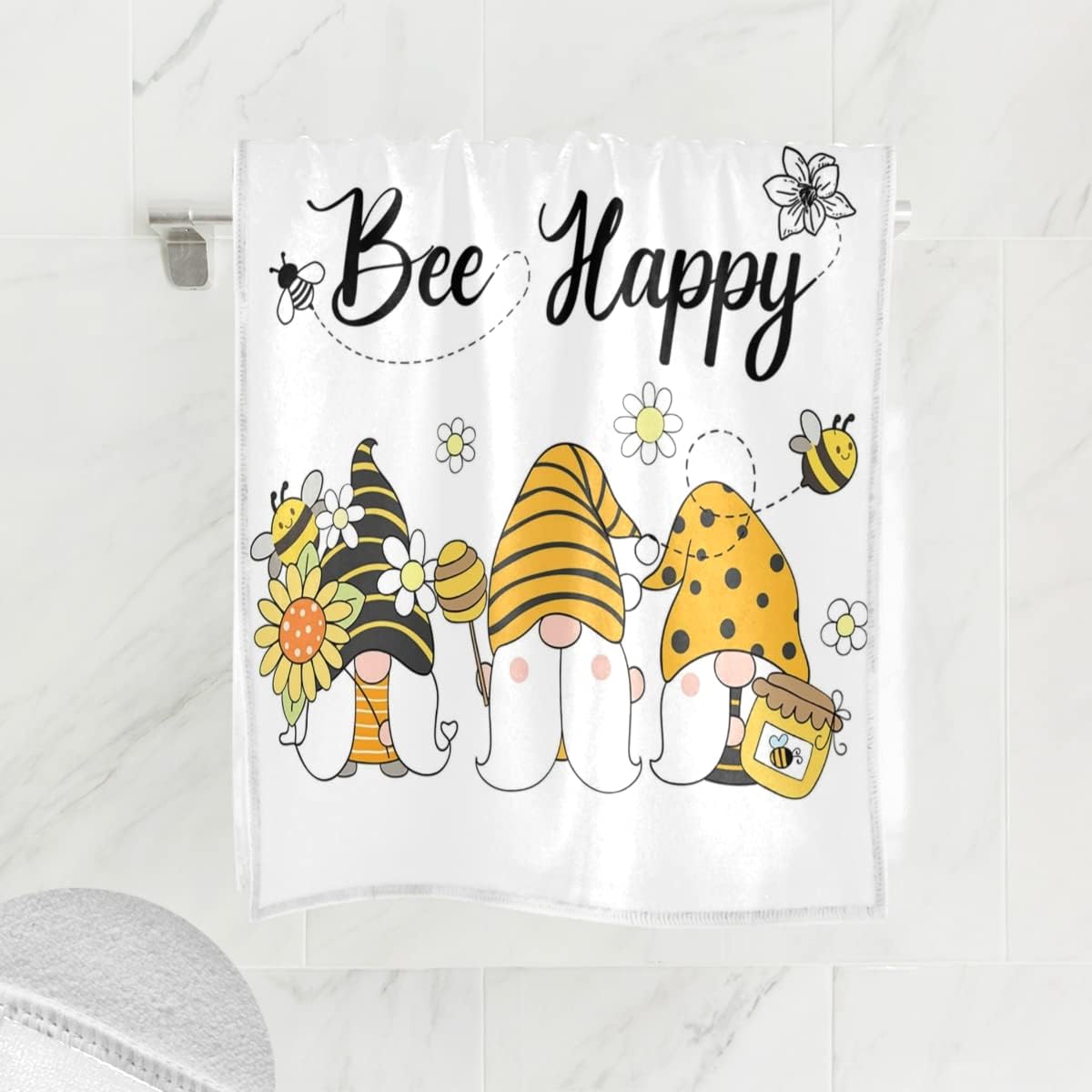 Bath Towels Bee Happy Gnomes Soft Absorbent Perfect for Relaxation