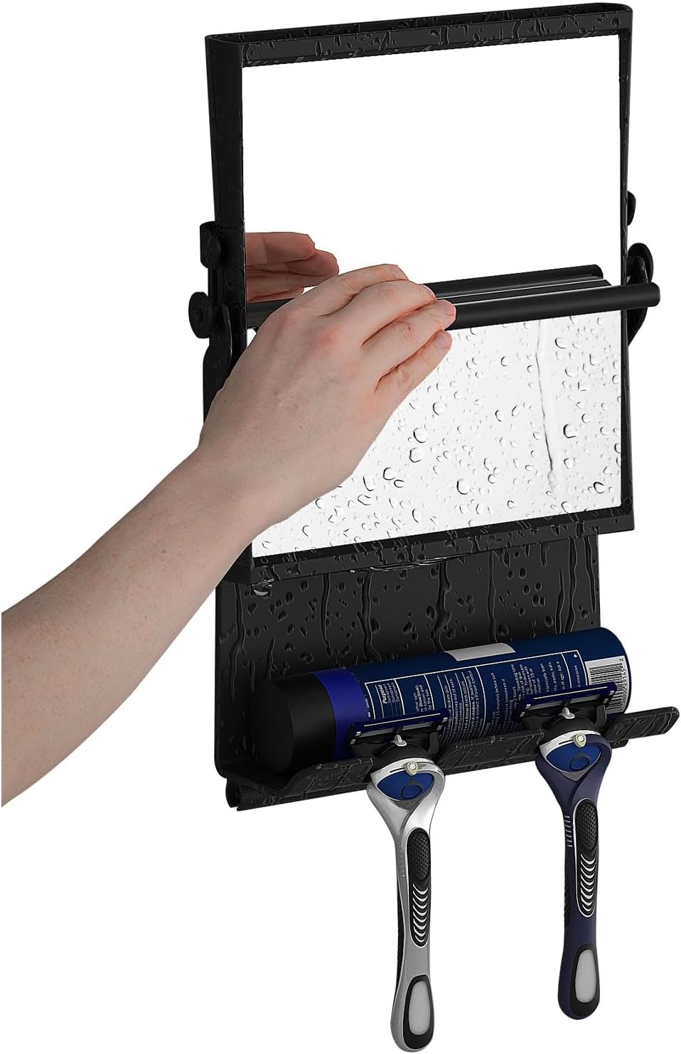 Shower Mirror Dual 1X3X Anti-Fog Rust-Proof Black
