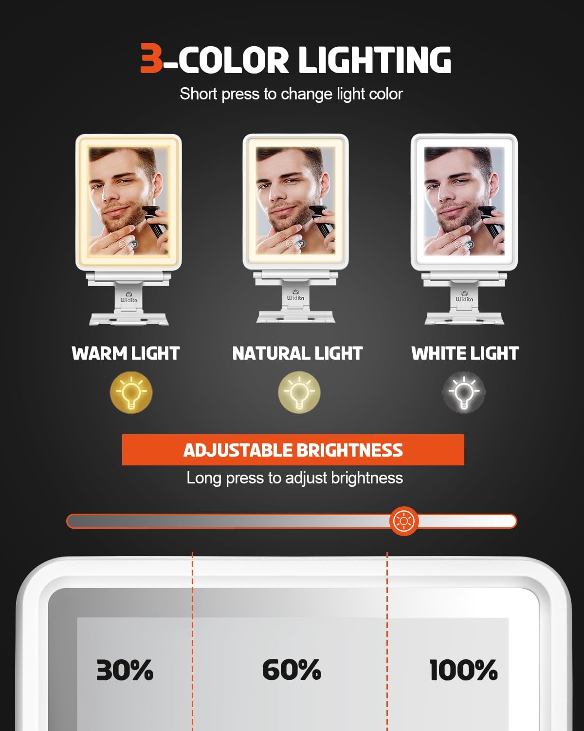Fogless Shaving Mirror with Heating Lights