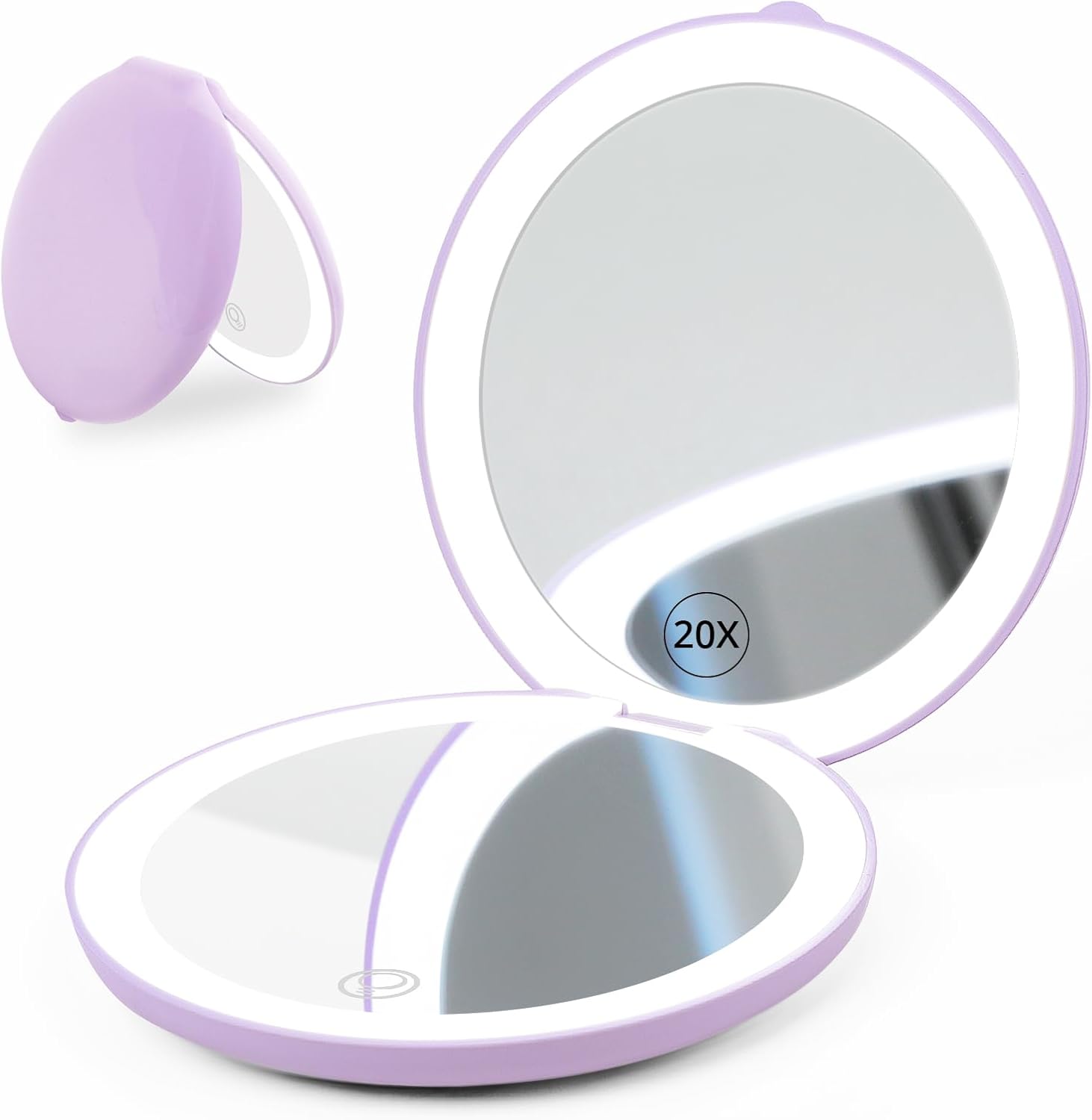 Best compact makeup mirror with lights - Double-sidedmagnify 1x20xLEDcompact travel friendly