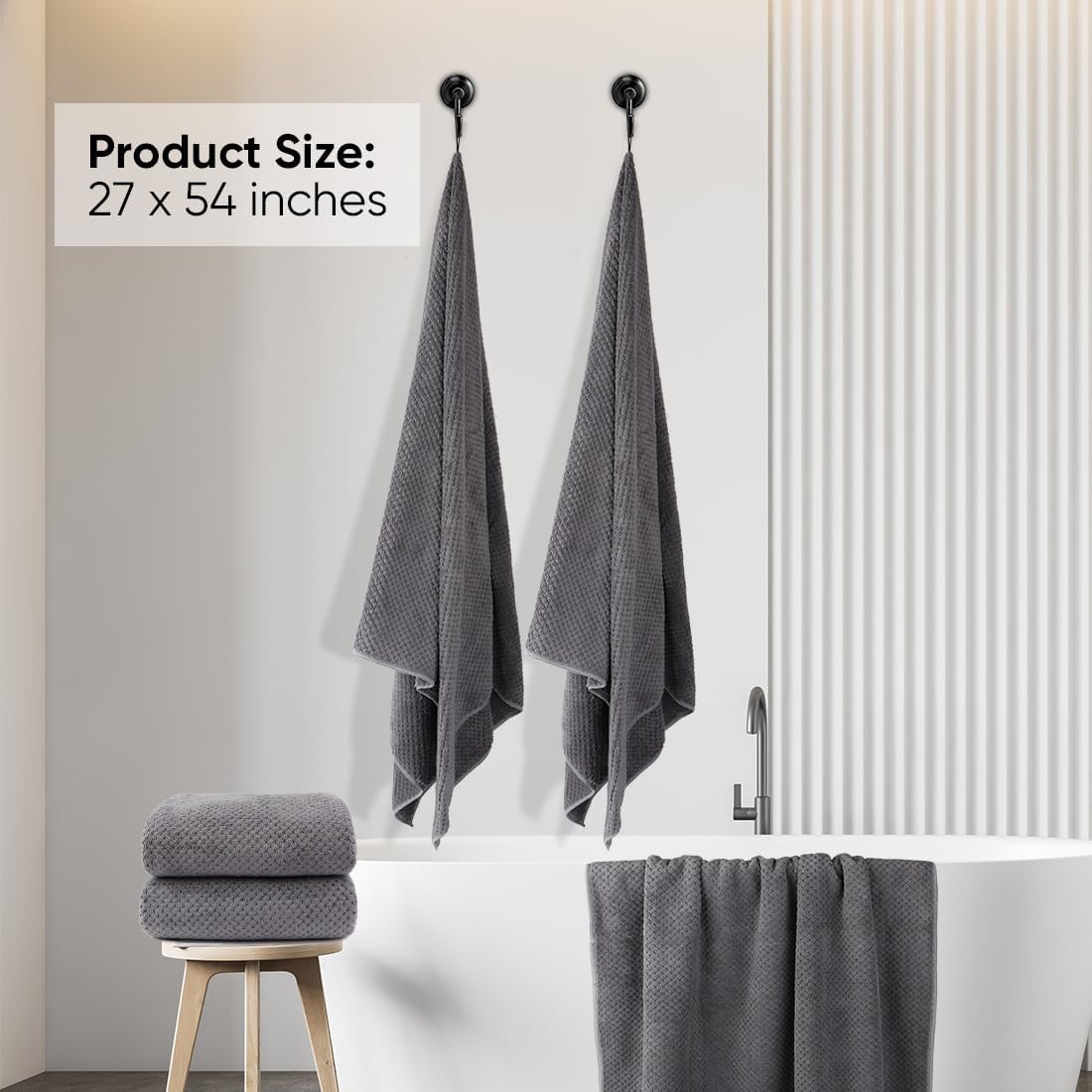HOMEXCELBath Towels Set 4 27x54 Ultra Soft-absorbent Lightweight grey