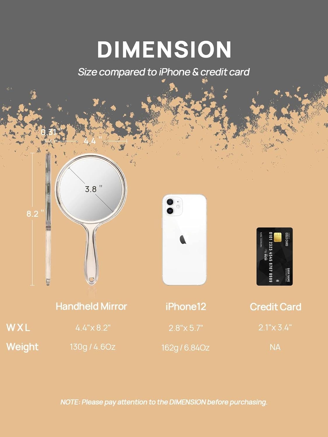 OMIRO Hand Mirror with 3X Magnification Double-Side Compact Durable