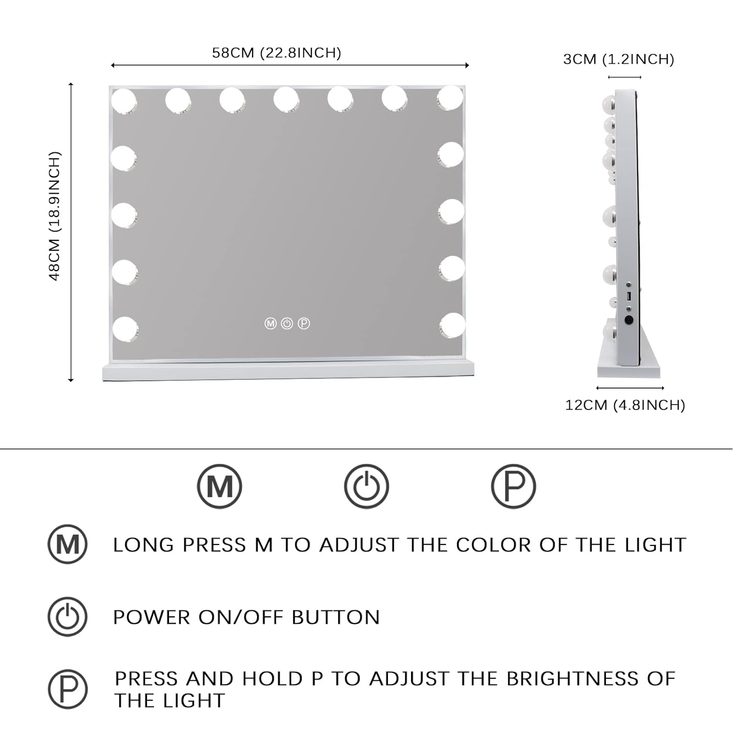 Vanity Mirror with Smart LED Lights for Makeup