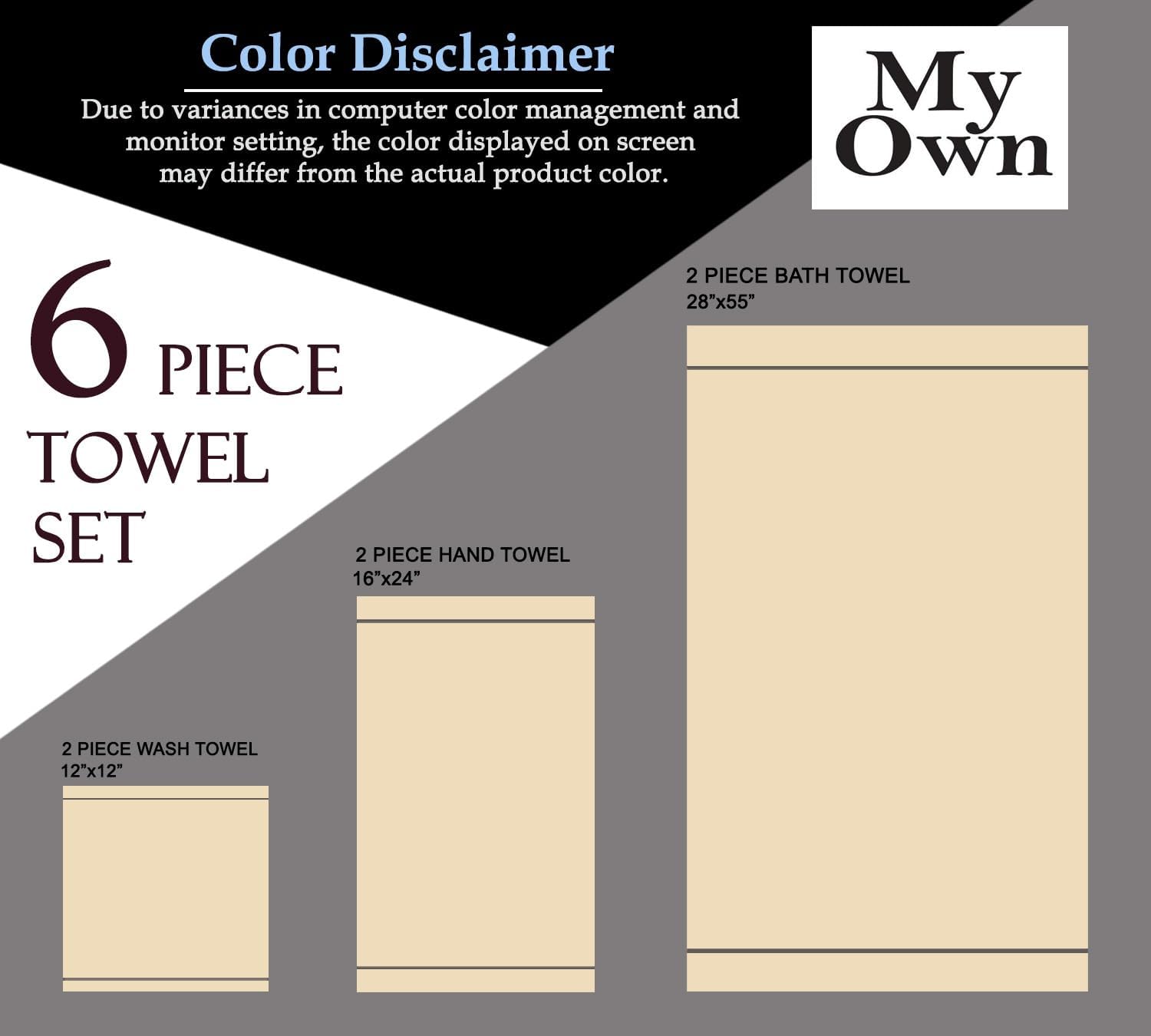 MyOwn Ultra Soft 6 Pack Cotton Towel Set - Black