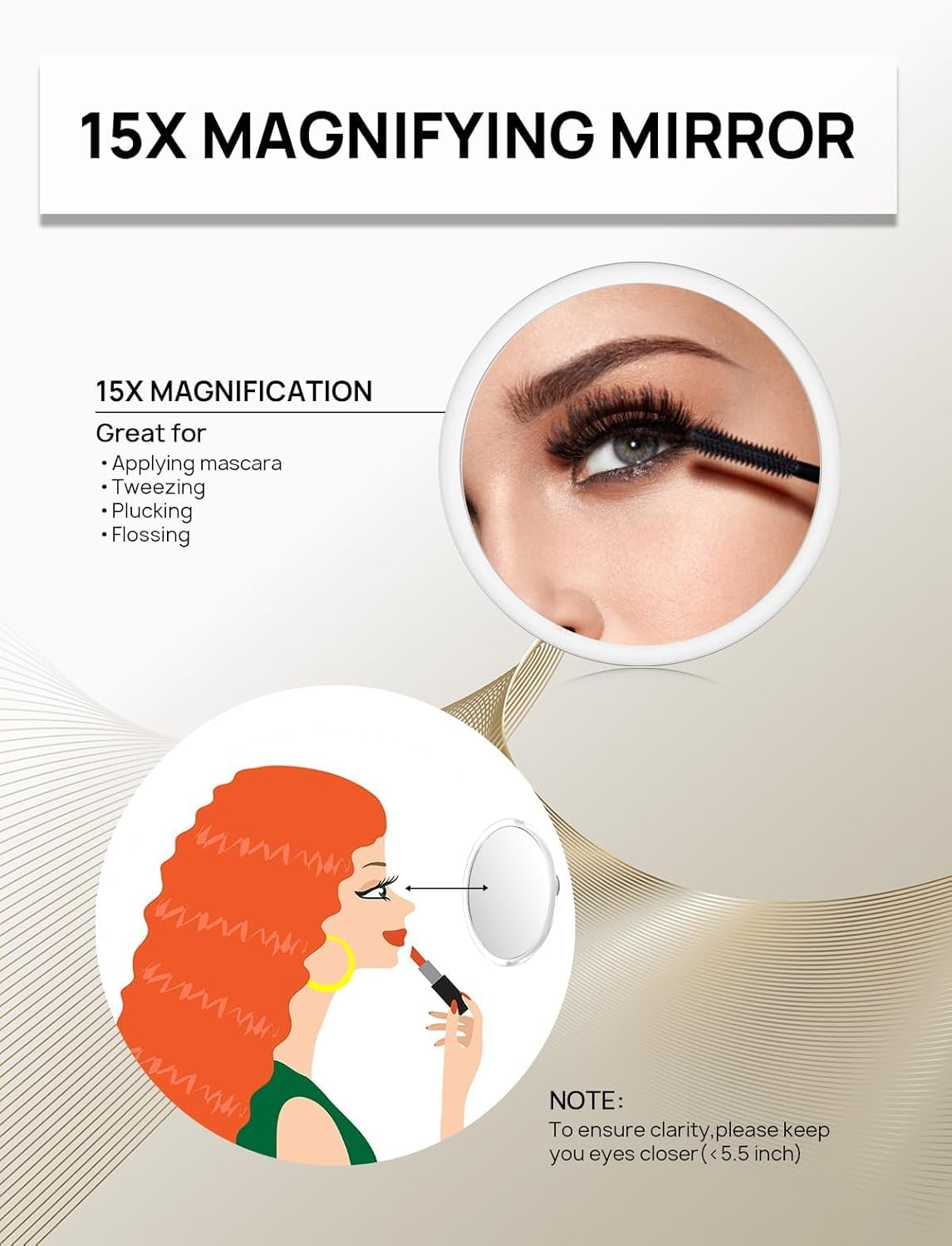 Macaki 6-Inch 15X Magnifying Mirror