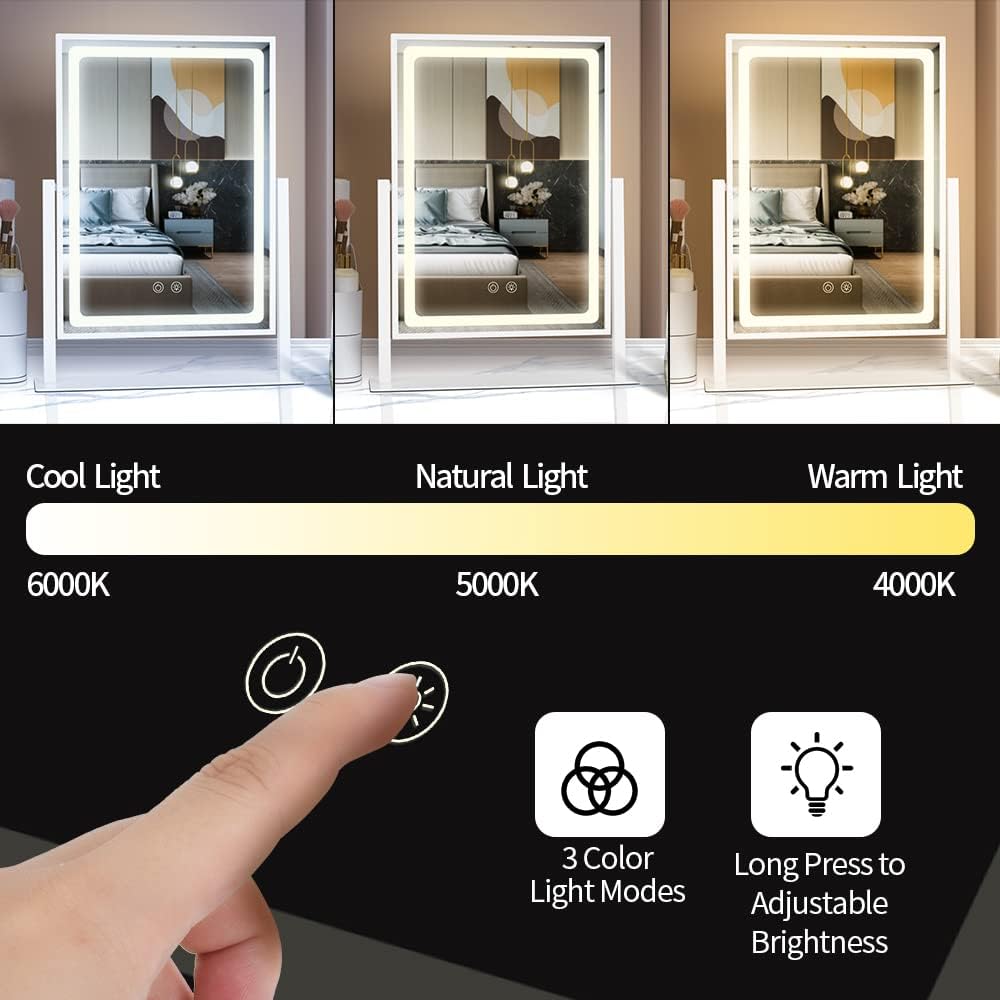 BRIGHTINWD - Touch Control 3-in-1 Vanity Mirror with Lights