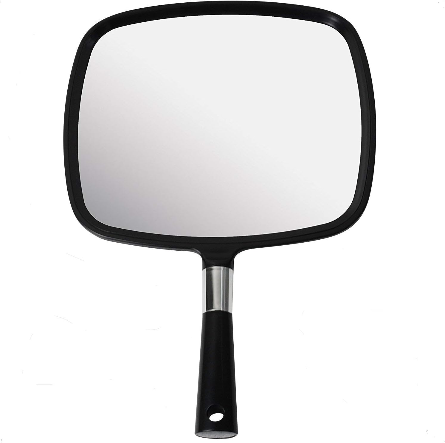 Professional Hand Mirror Large Comfortable Handle 9x13-inch Black