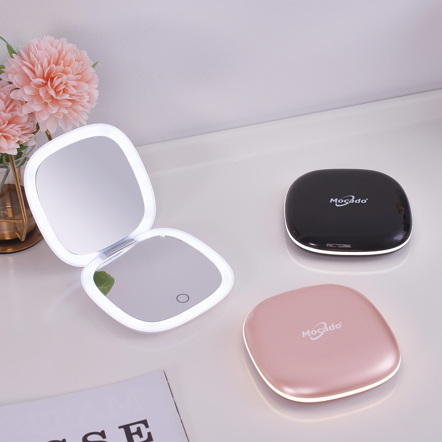 MmmoDo Compact LED Magnifying Mirror for Women