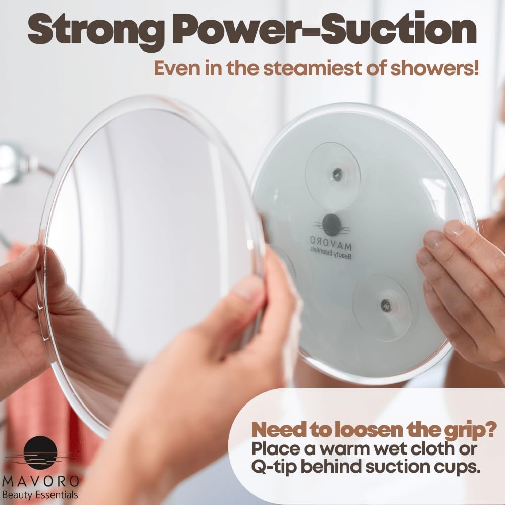 Mavoro Magnifying Mirror 5X with 3 Suction Cups 9 Inch
