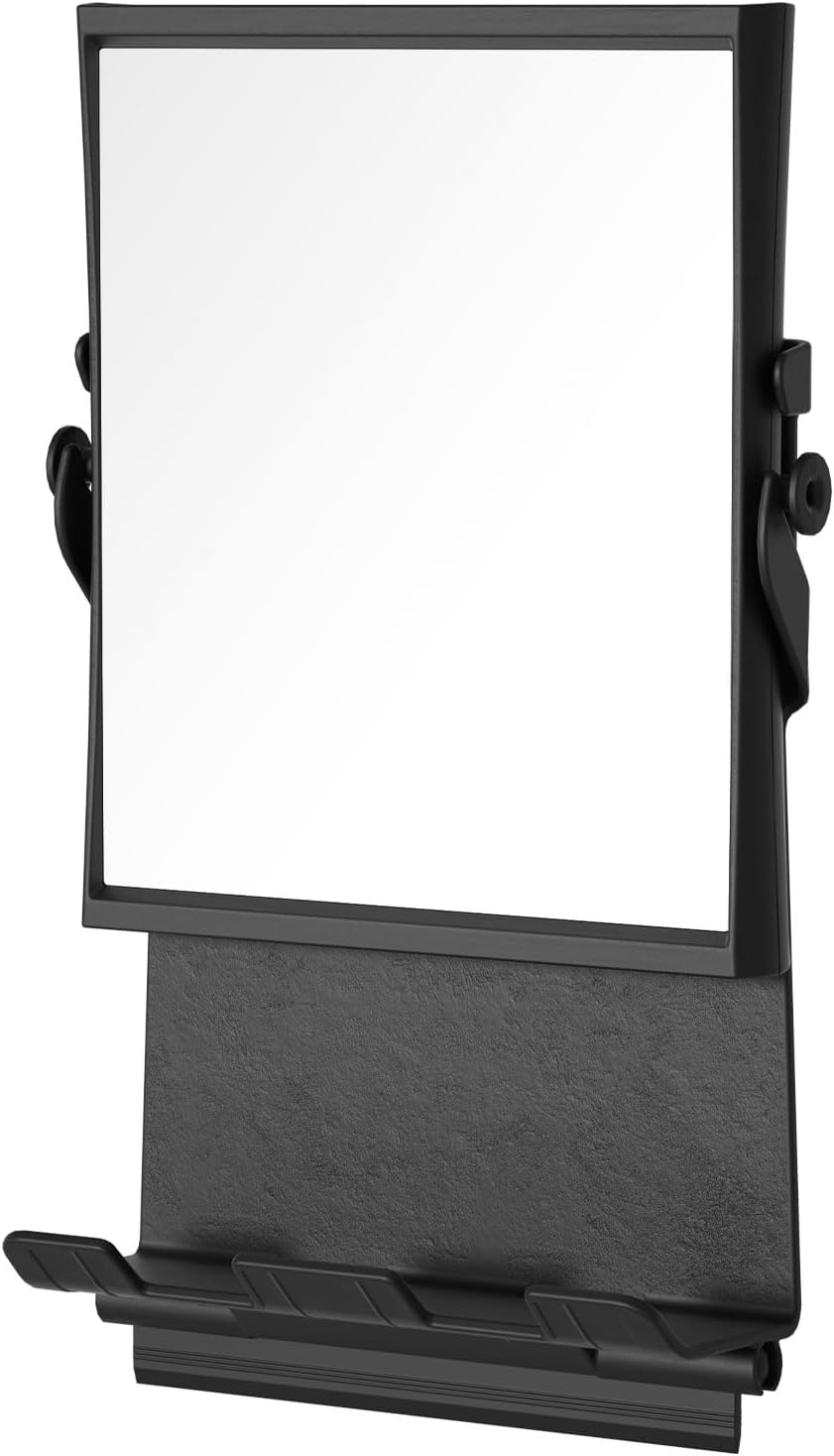 Shower Mirror Dual 1X3X Anti-Fog Rust-Proof Black