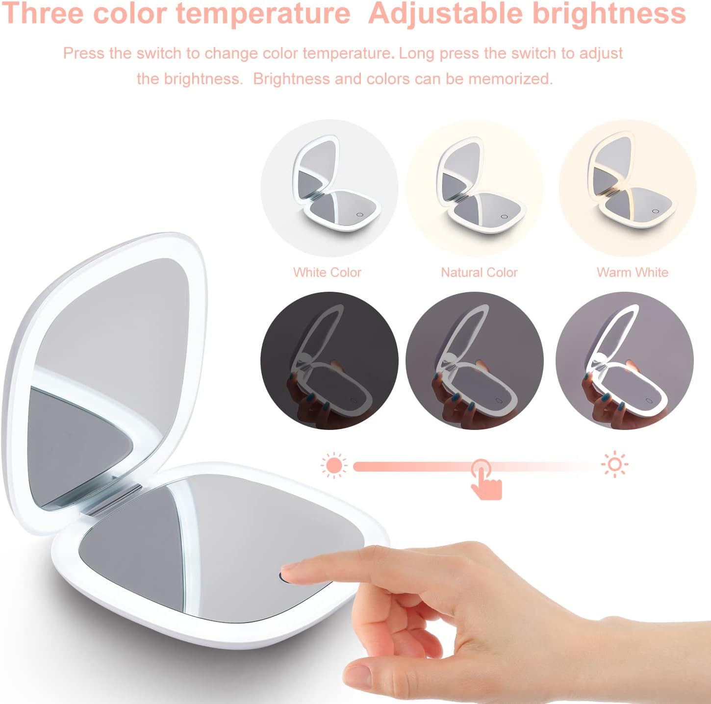 MmmoDo Compact LED Magnifying Mirror for Women
